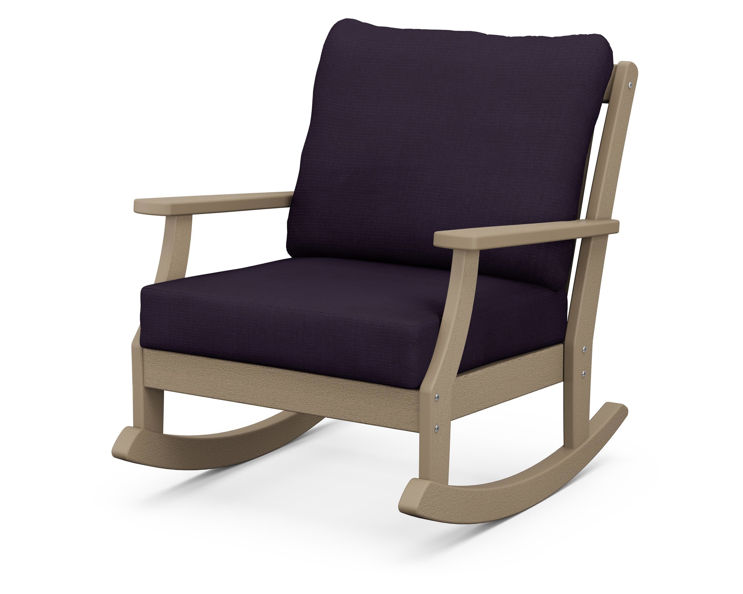 Braxton Deep Seating Rocking Chair in Vintage Sahara / Navy Linen