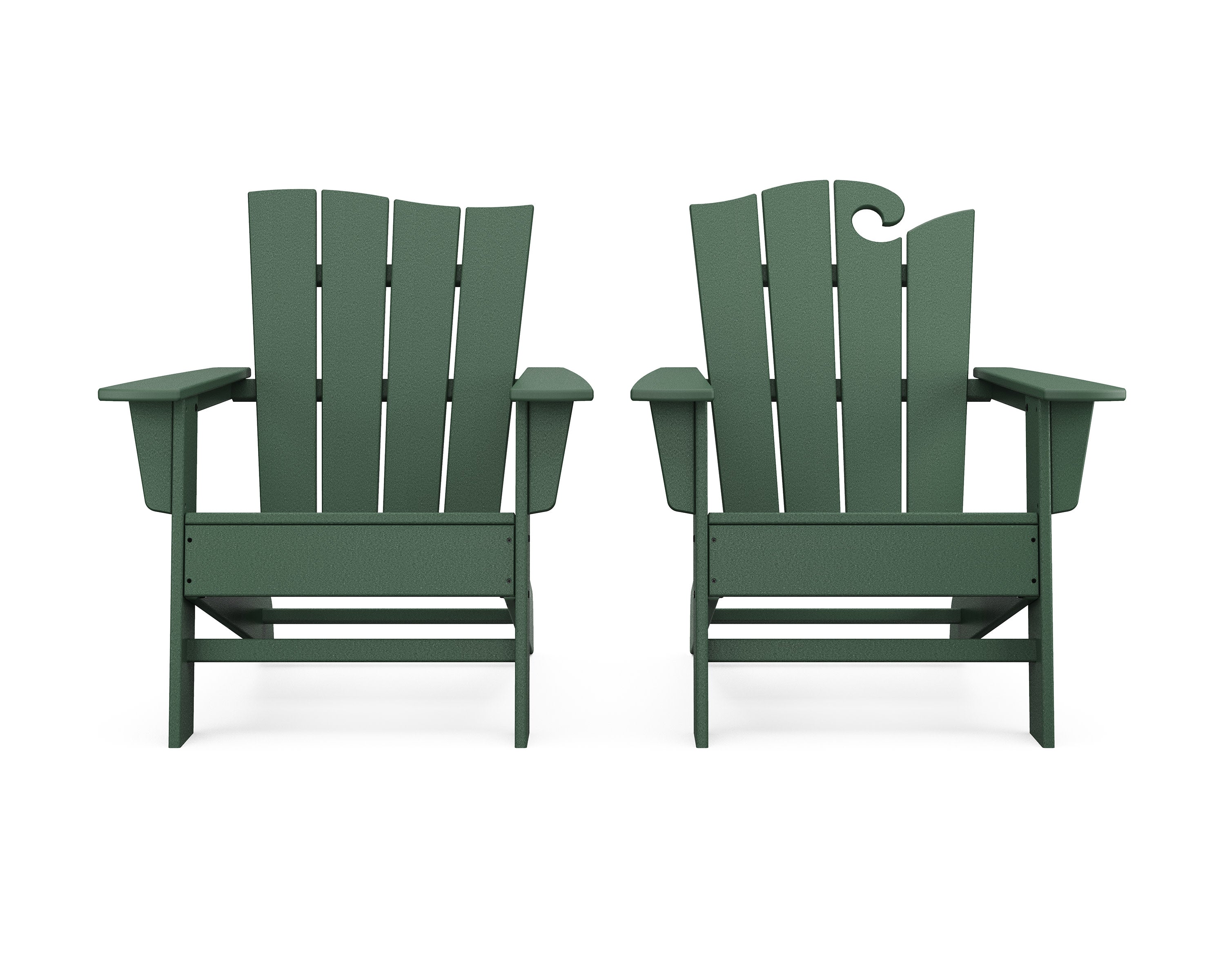 Wave 2-Piece Adirondack Set with The Wave Chair Left in Green
