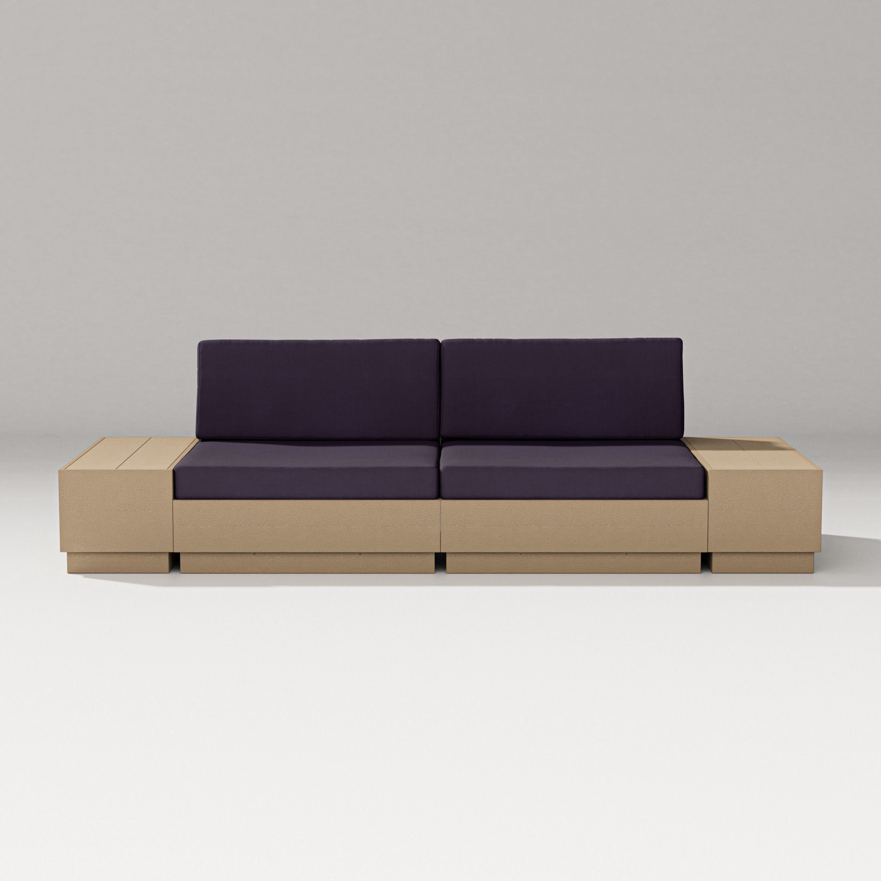 Elevate 4-Piece Loveseat Sectional in Vintage Sahara / Navy Linen