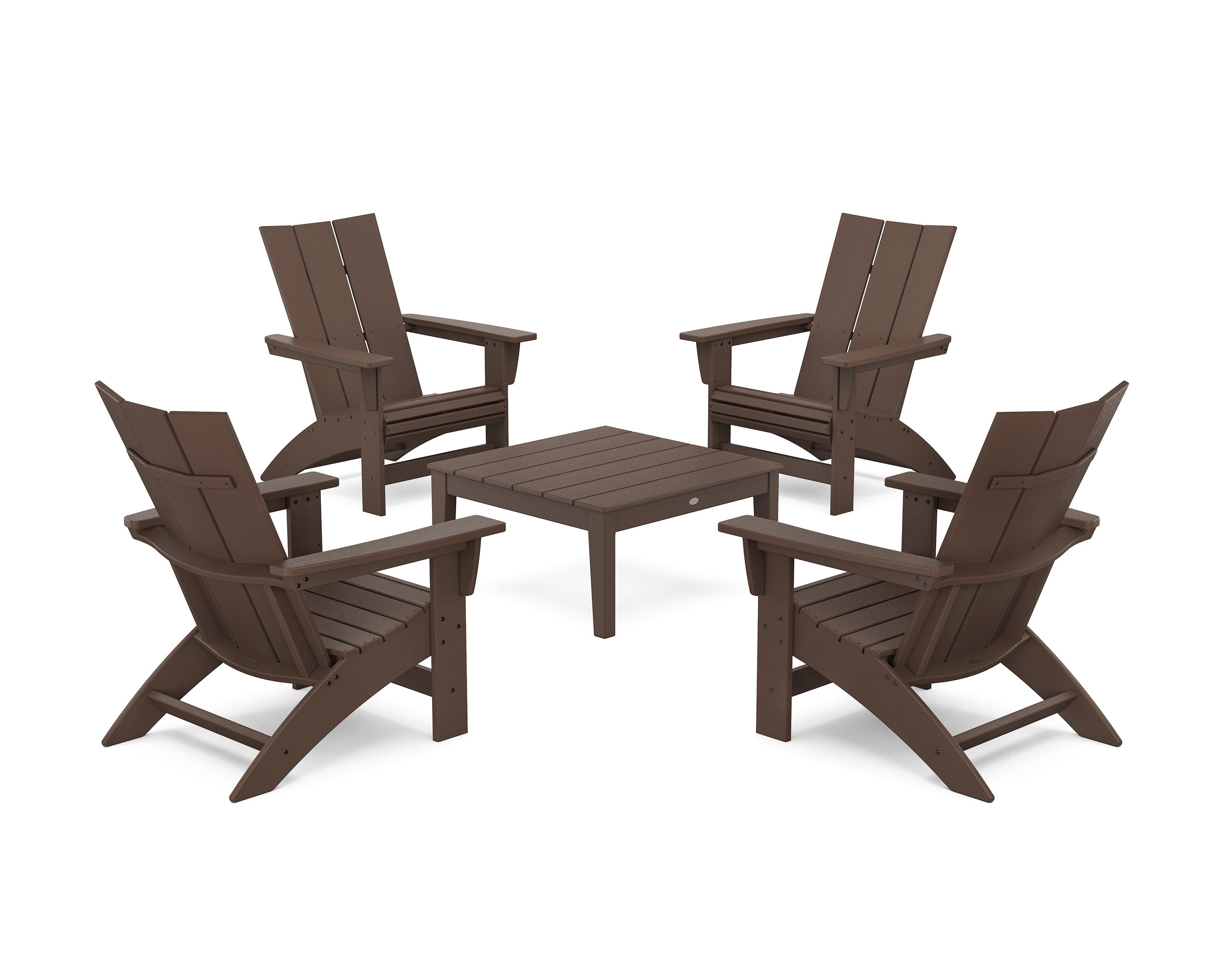 5-Piece Modern Grand Adirondack Chair Conversation Group in Mahogany