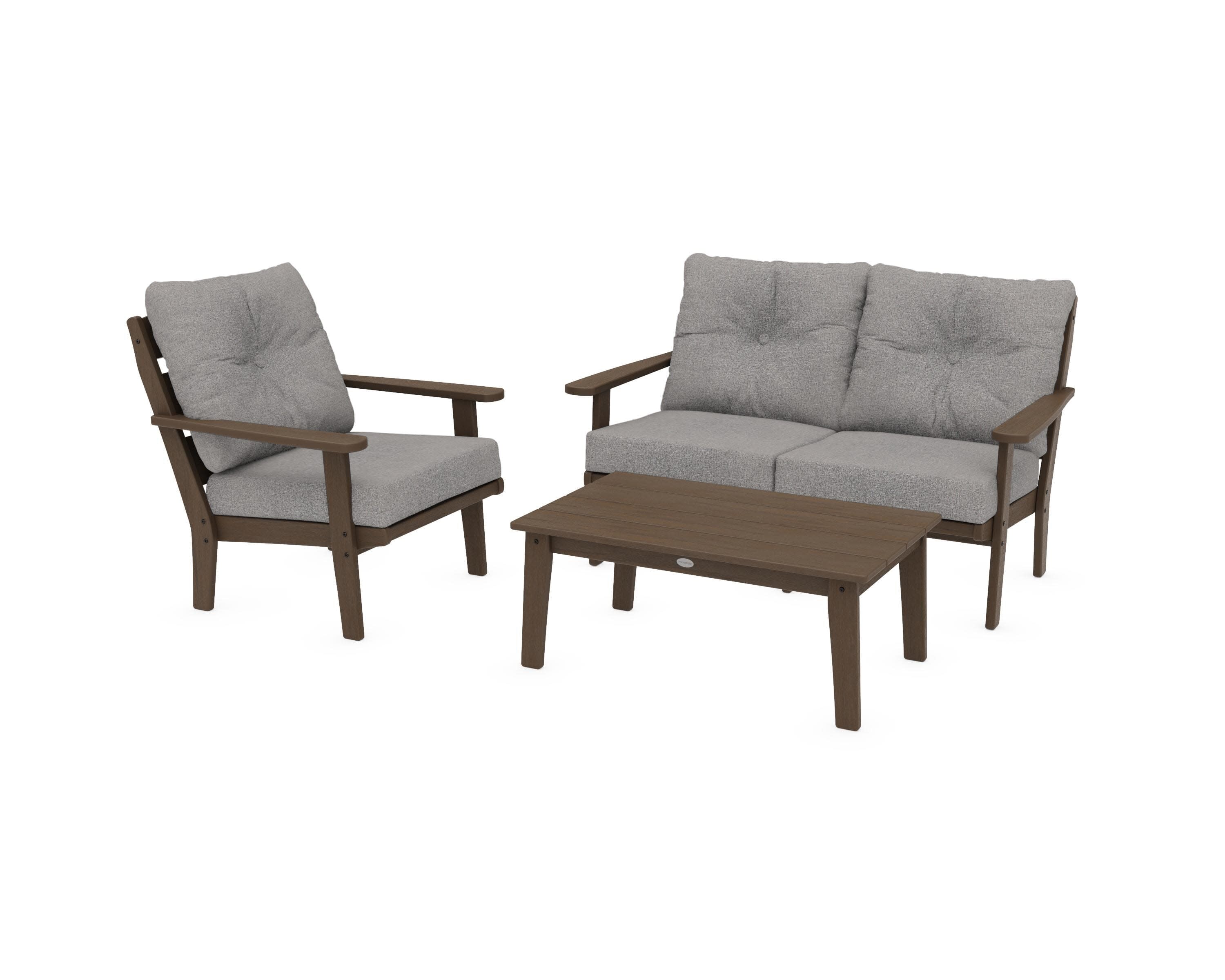 Lakeside 3-Piece Deep Seating Set in Kona / Grey Mist