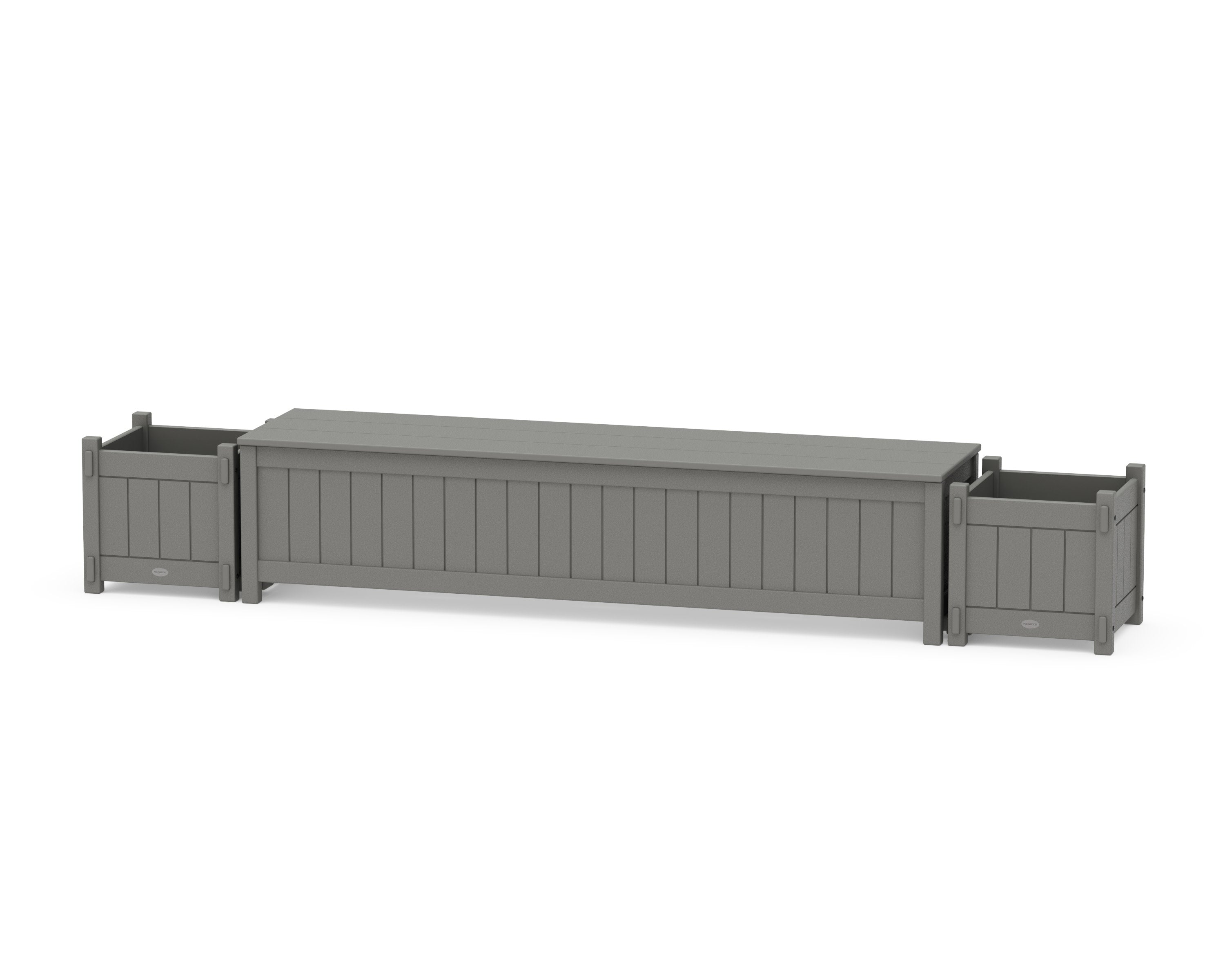 72" Vineyard Straight Planter Storage Bench Set in Slate Grey