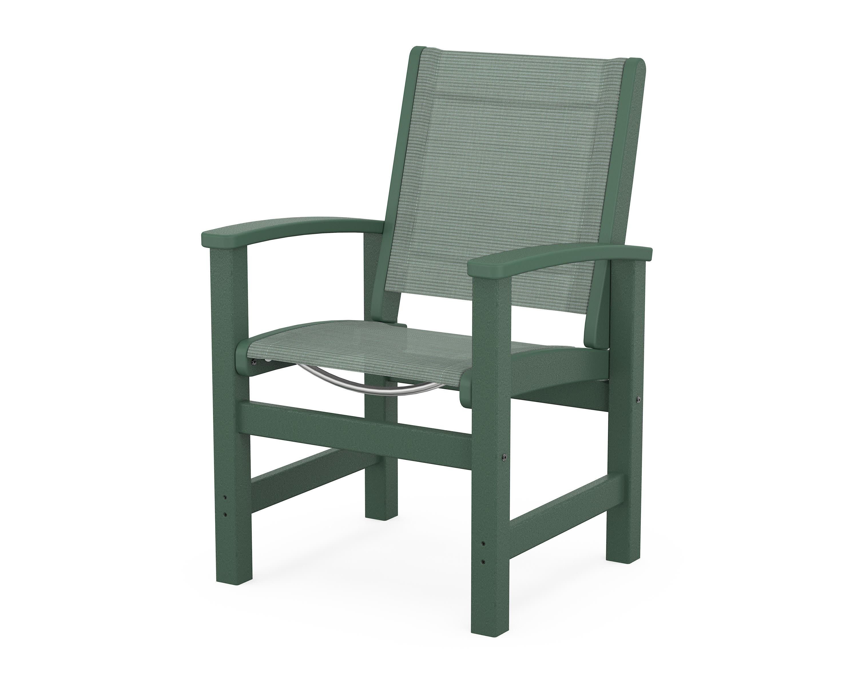 Coastal Dining Chair in Green / Dupioni Sea Mist Sling