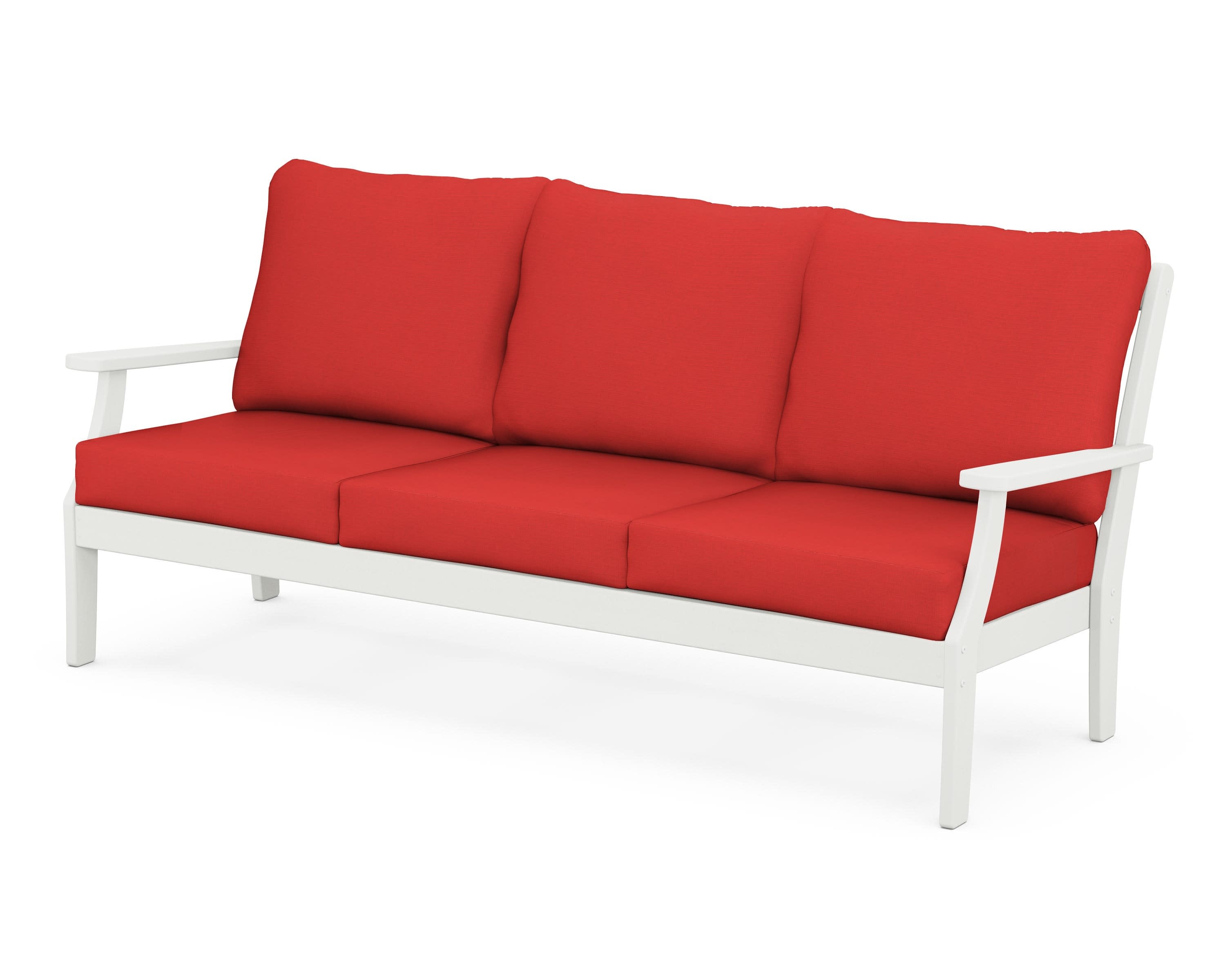 Braxton Deep Seating Sofa in Vintage White / Crimson Linen