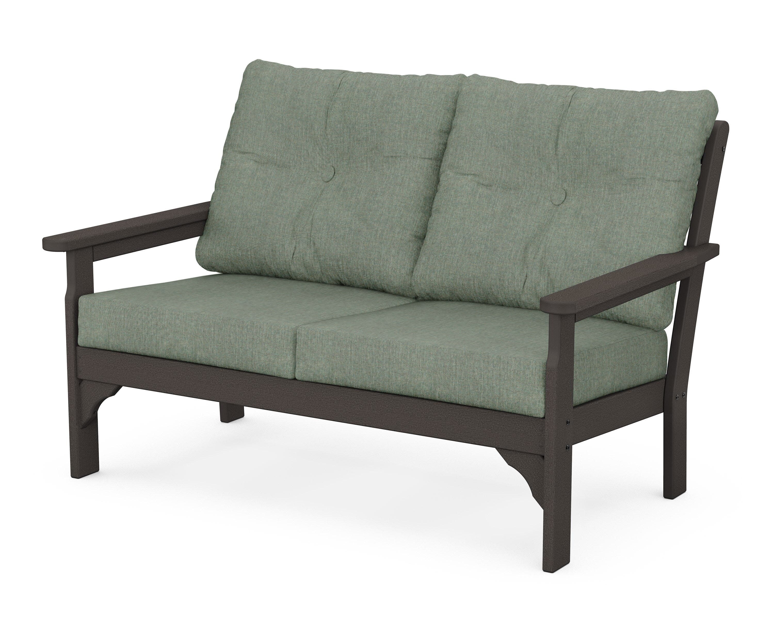 Vineyard Deep Seating Loveseat in Vintage Coffee / Cast Sage