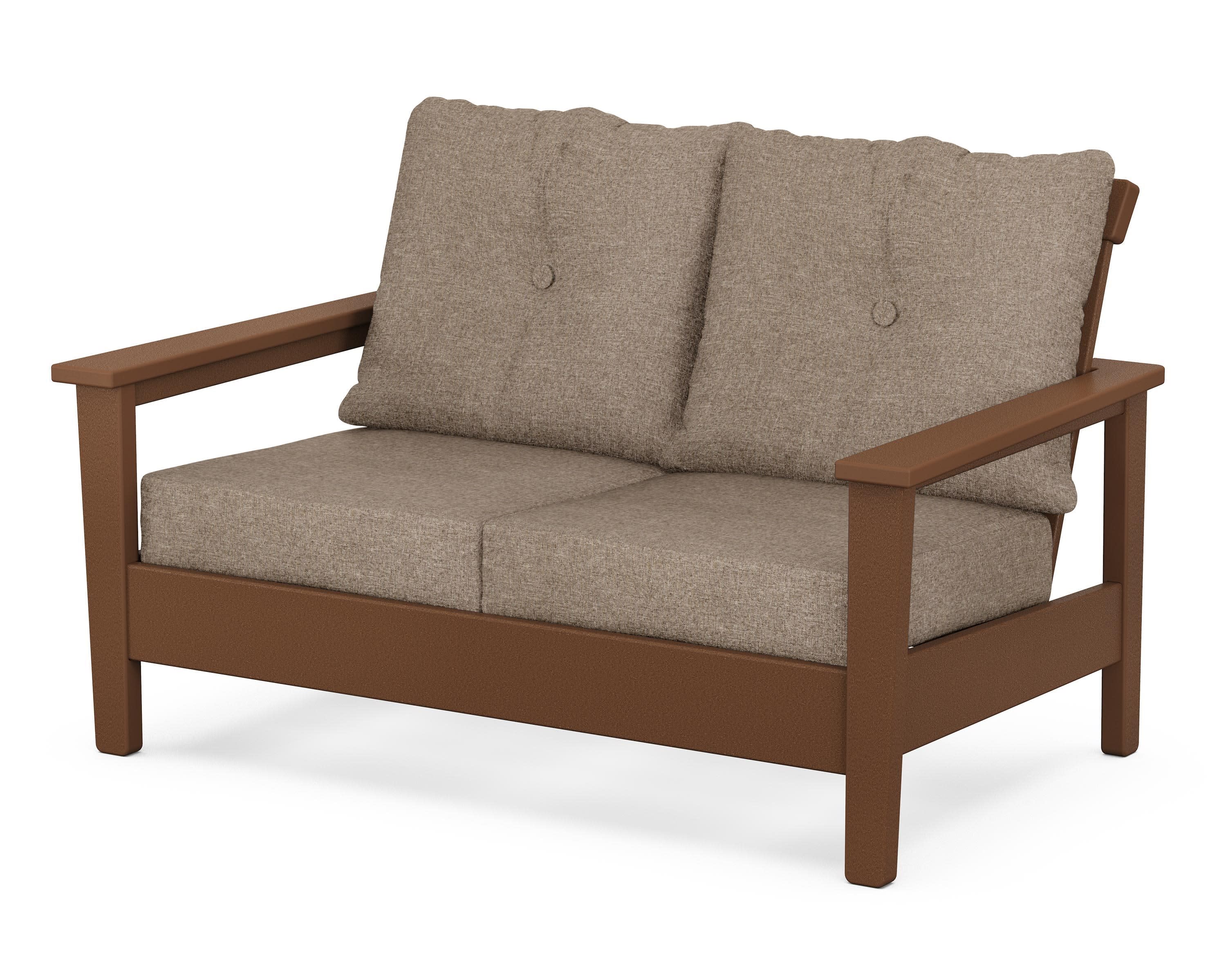 Prescott Deep Seating Loveseat in Teak / Spiced Burlap