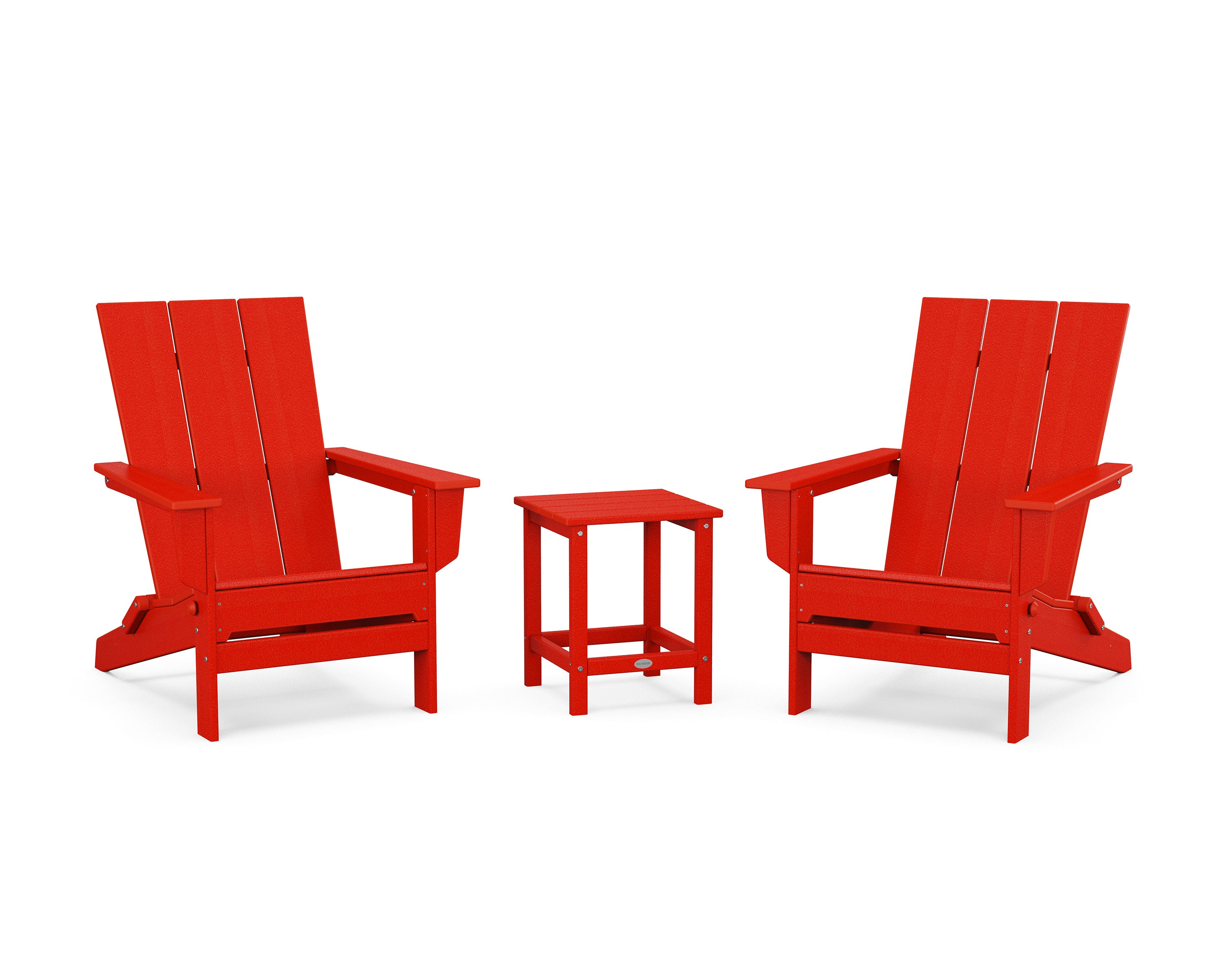 3-Piece Modern Studio Folding Adirondack Set in Sunset Red