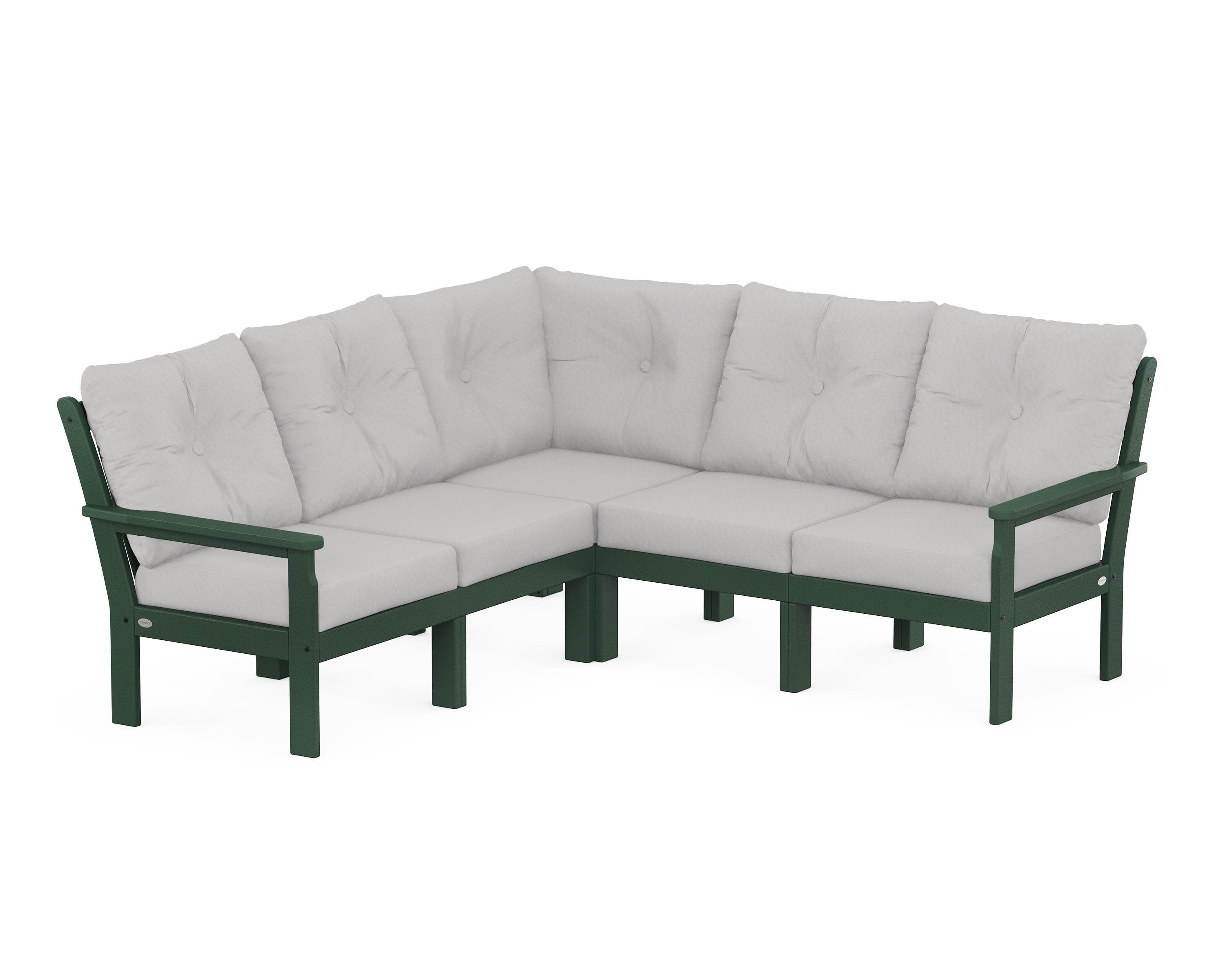 Vineyard 5-Piece Sectional in Green / Diamond in the Rough