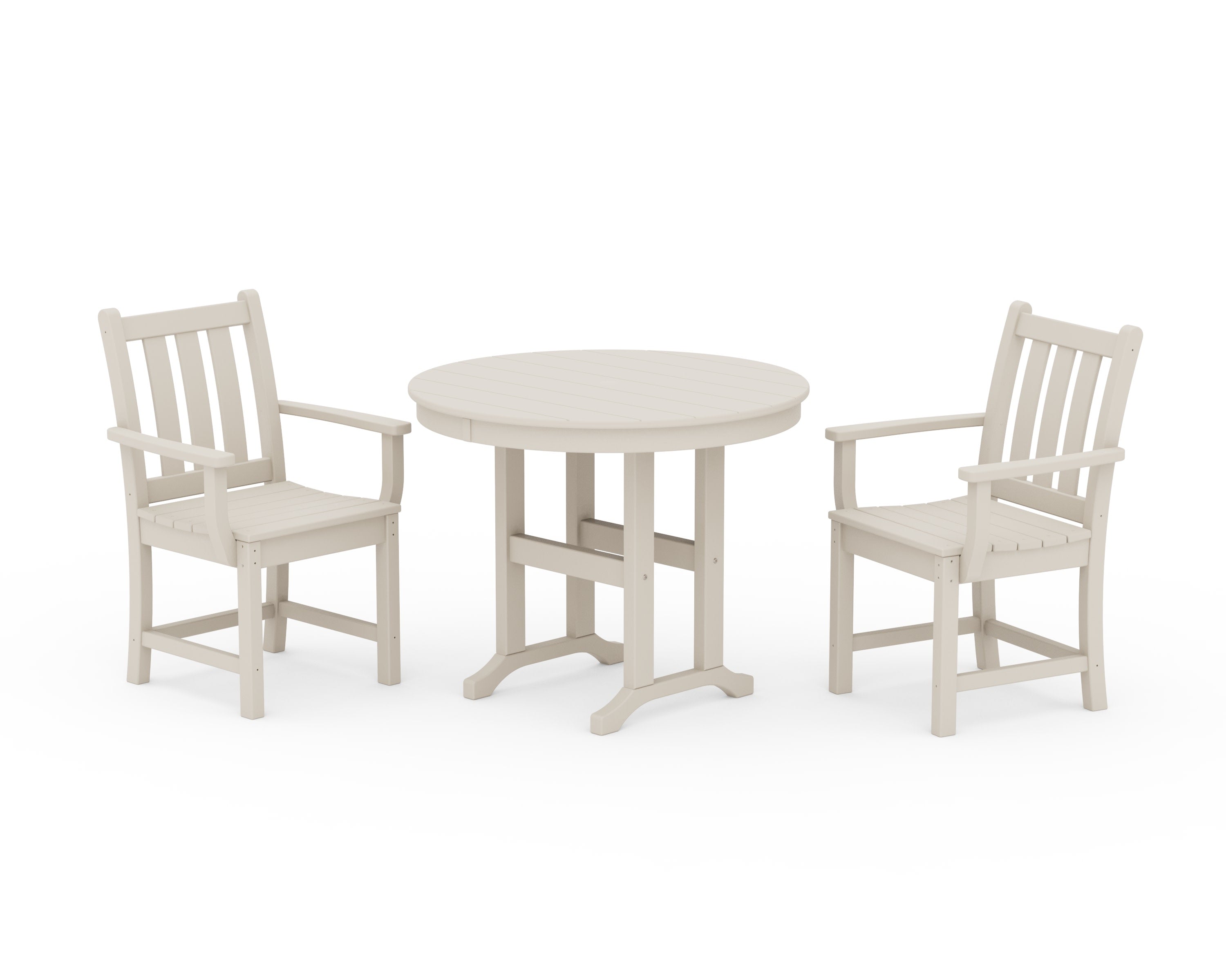 Traditional Garden 3-Piece Round Dining Set in Sand