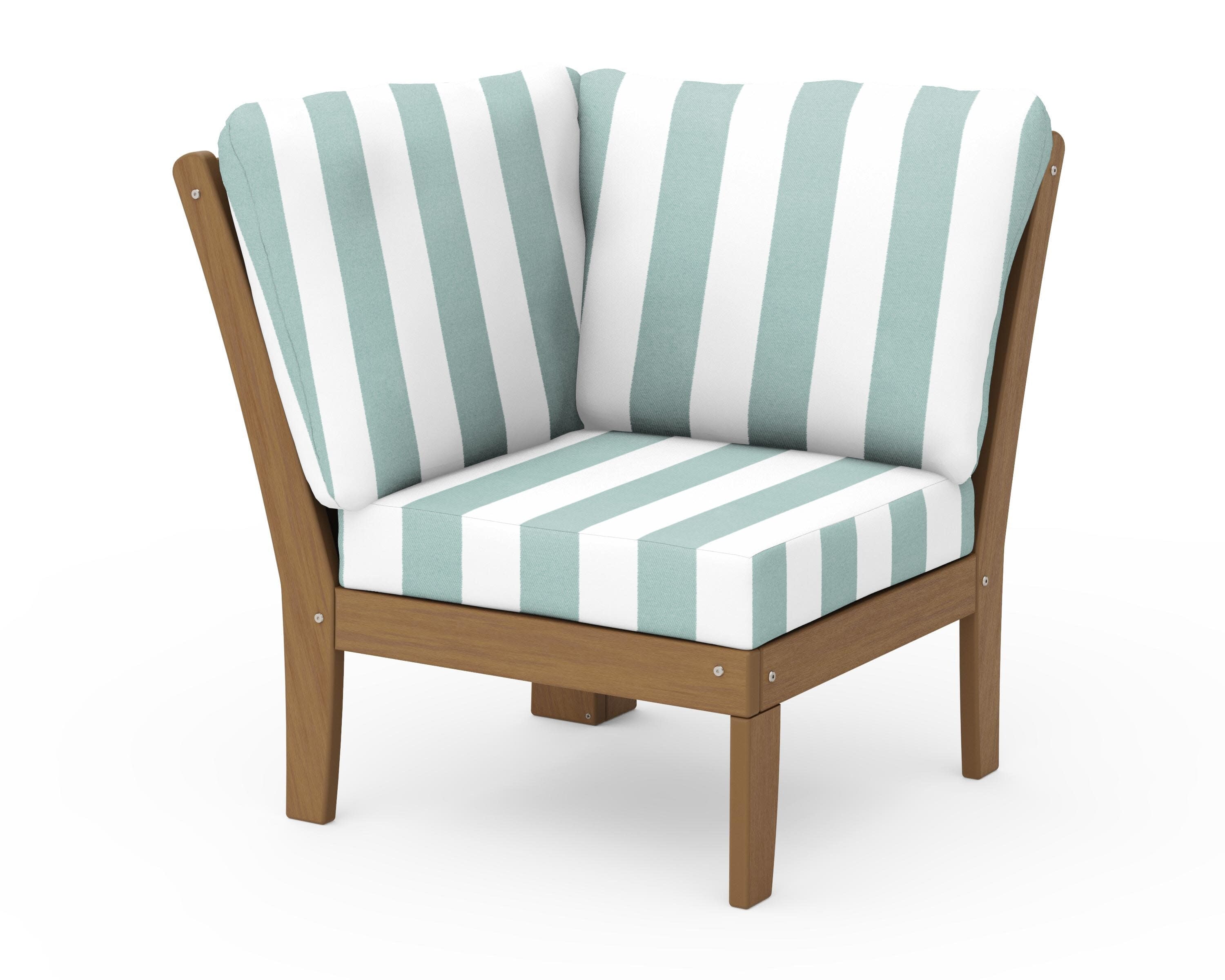 Braxton Modular Corner Chair in Natural / Cabana Stripe Glacier Spa