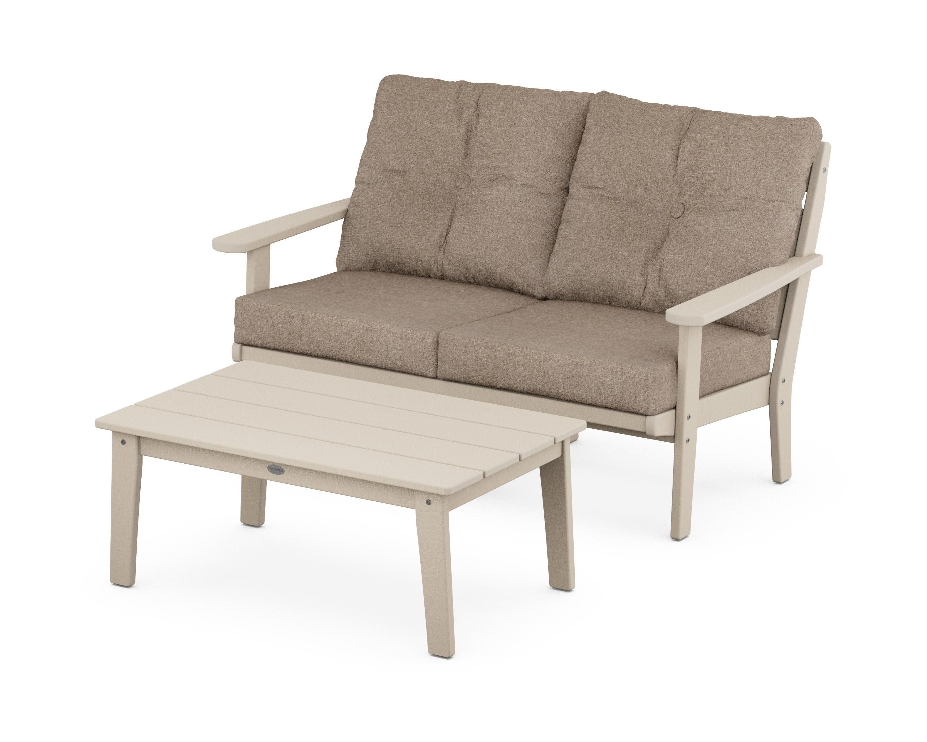 Lakeside 2-Piece Lounge Loveseat Set in Sand / Spiced Burlap