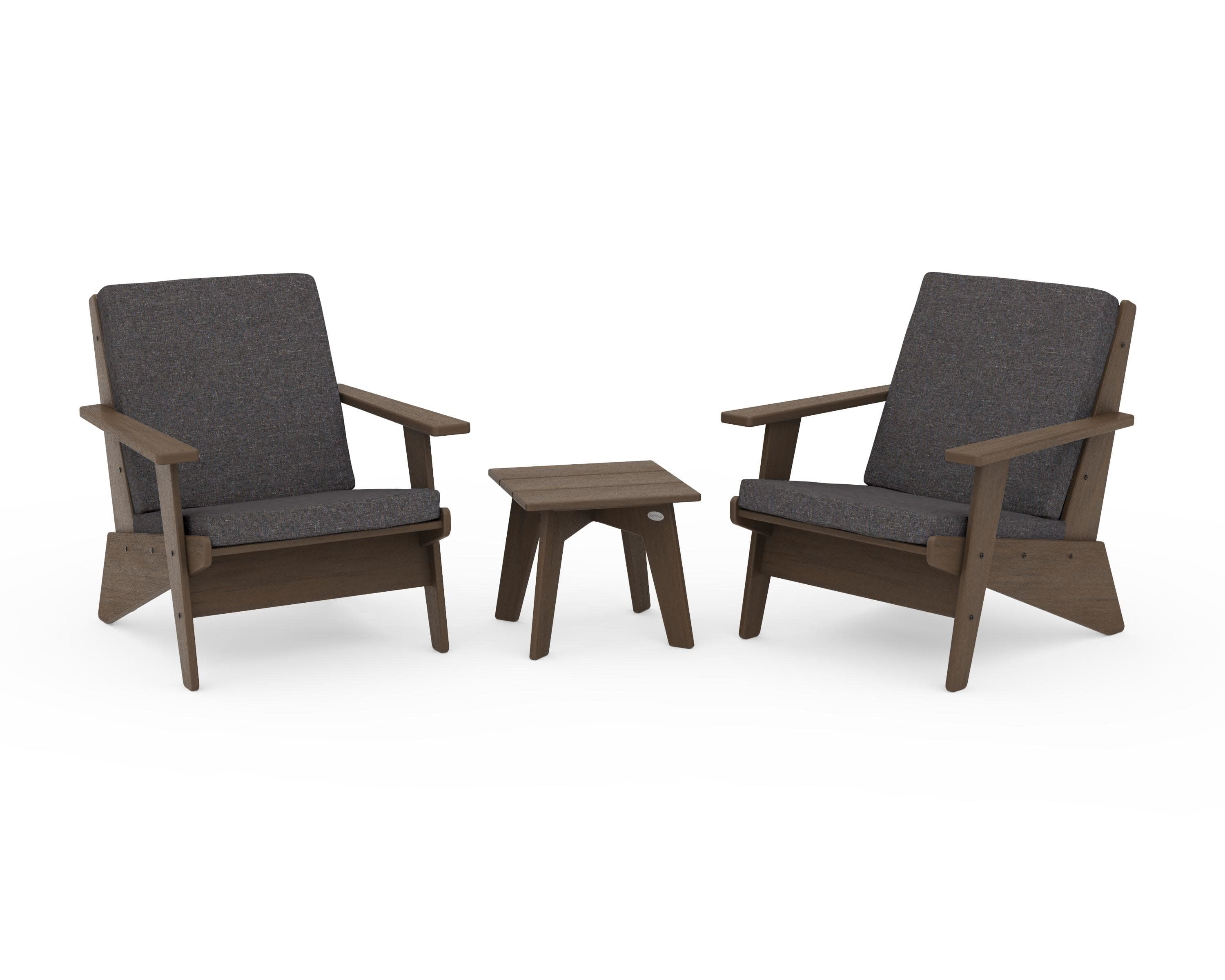 Riviera Modern Lounge 3-Piece Set in Kona / Ash Charcoal