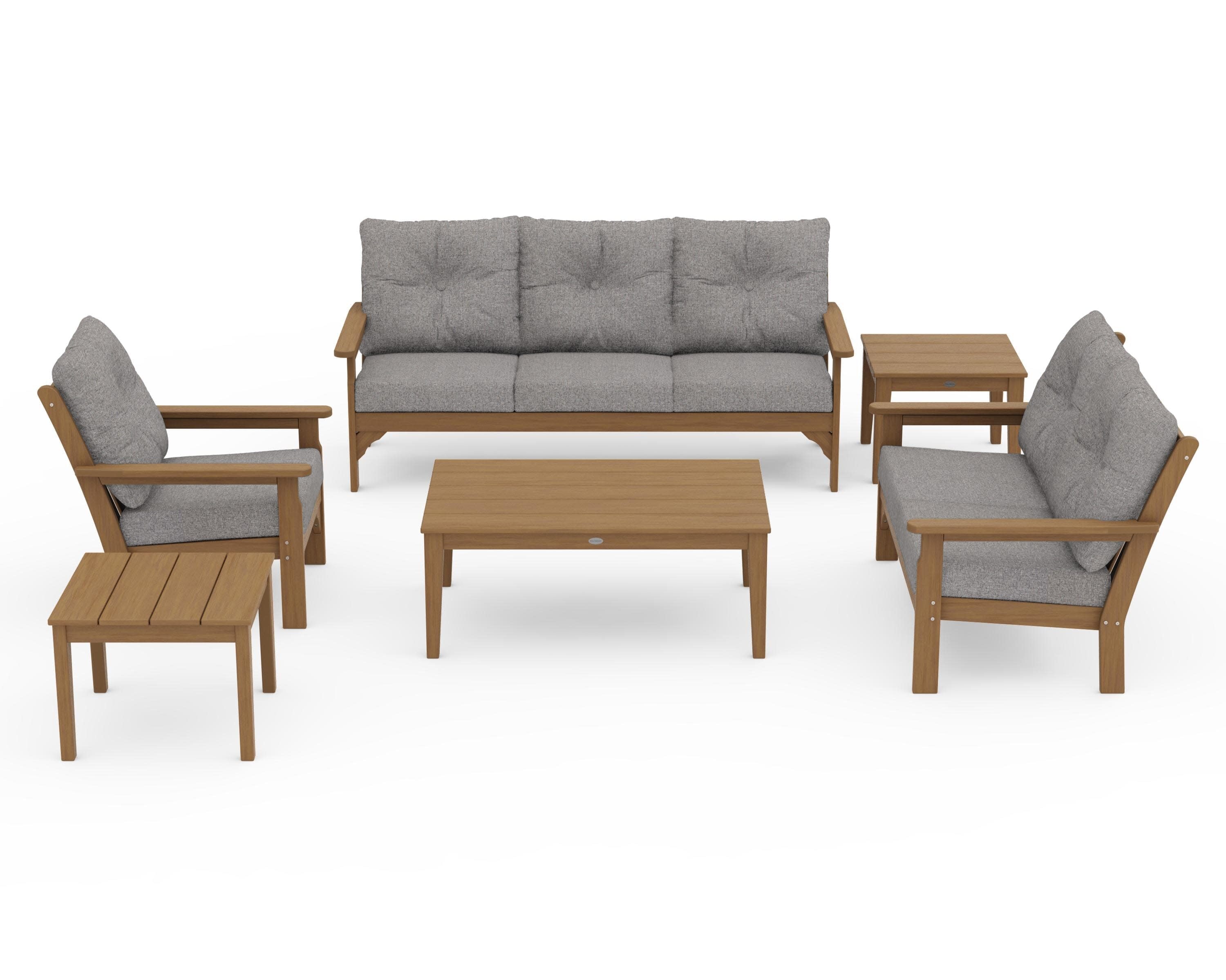 Vineyard 6-Piece Deep Seating Set in Natural / Grey Mist