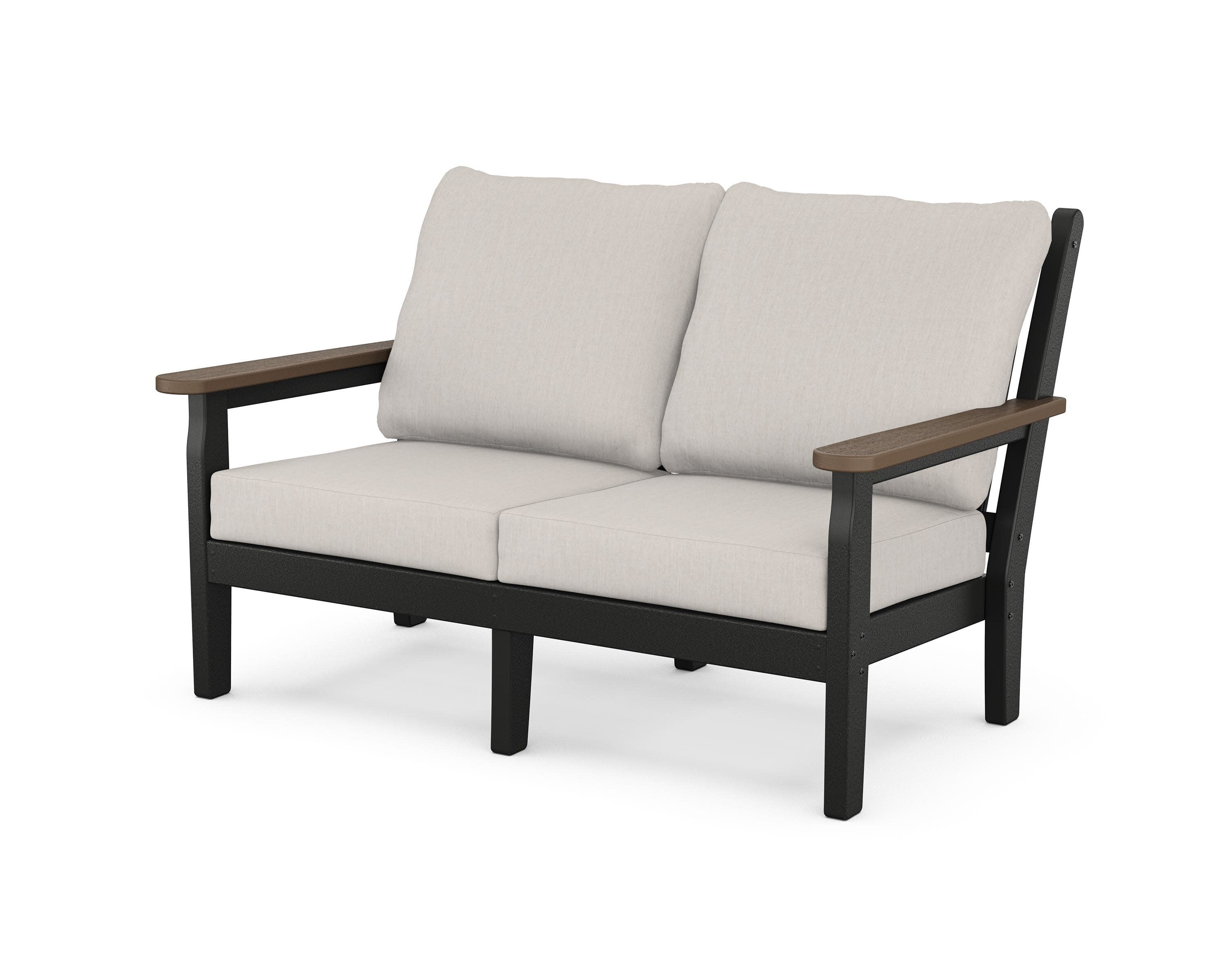 Chippendale Deep Seating Loveseat in Black / Kona / Cast Ash