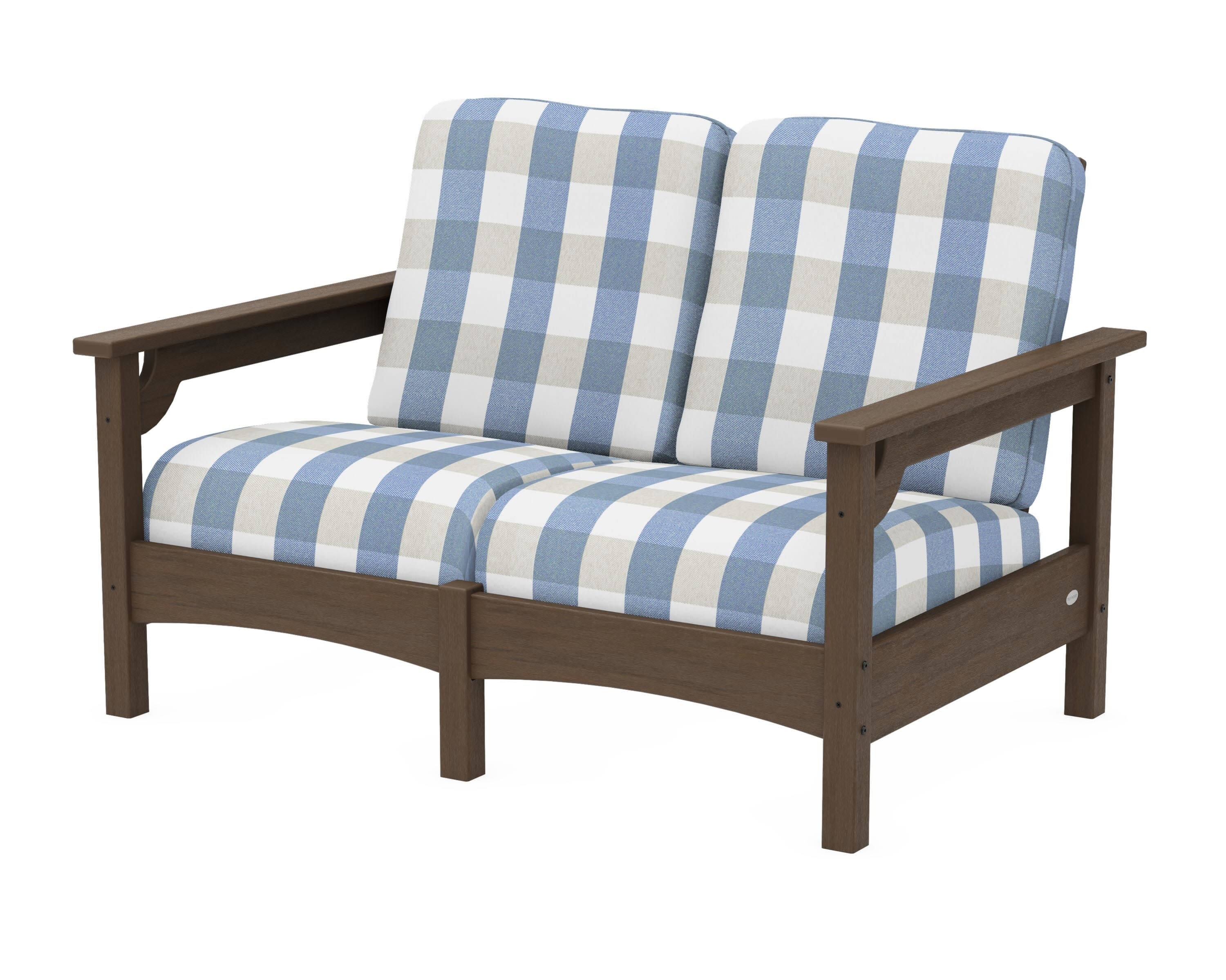 Club Loveseat in Kona / Buffalo Plaid Sky Blue