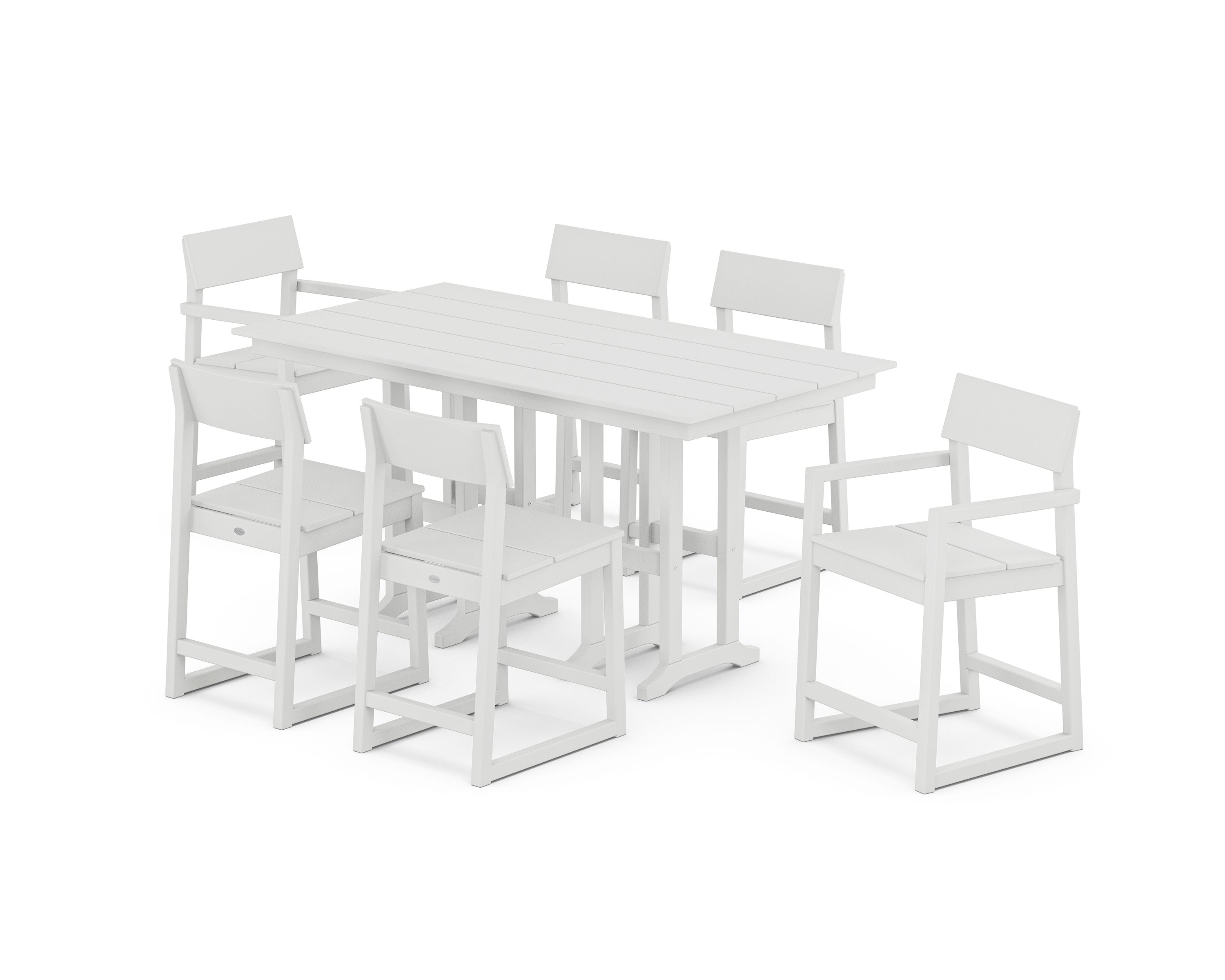 EDGE 7-Piece Farmhouse Counter Set in White