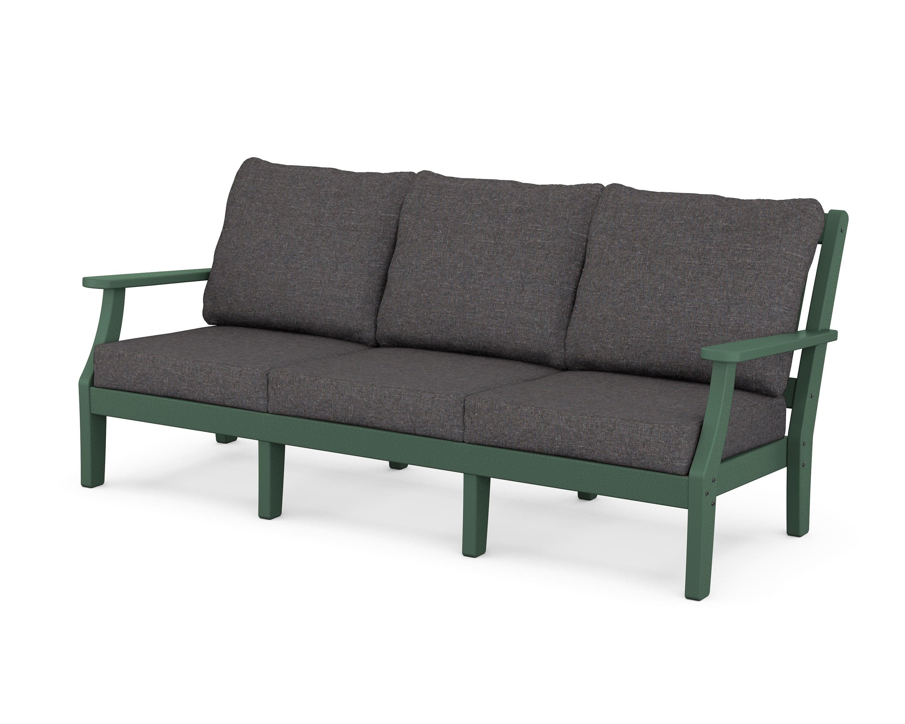 Chinoiserie Deep Seating Sofa in Green / Ash Charcoal
