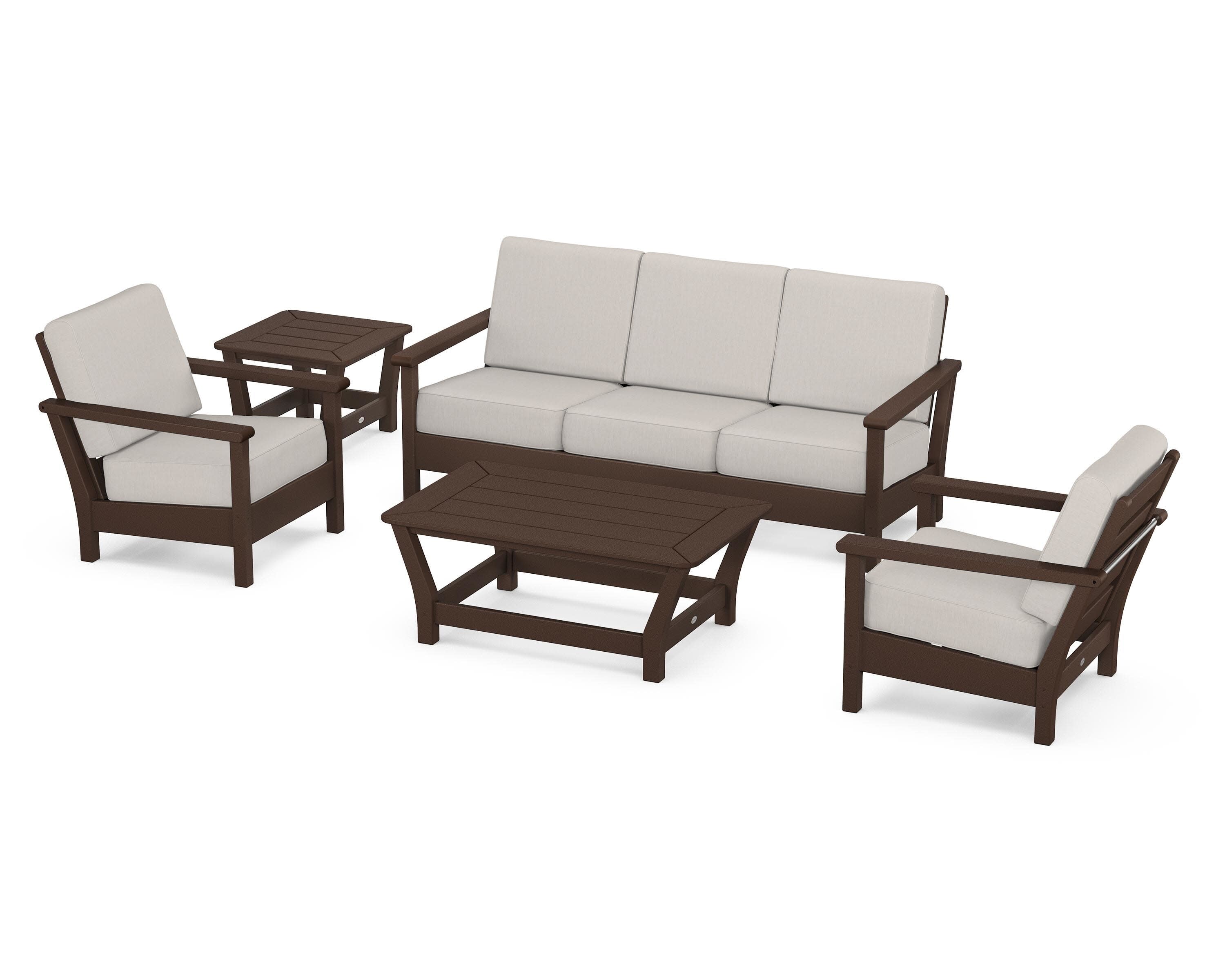 Harbour 5-Piece Deep Seating Set in Mahogany / Cast Ash