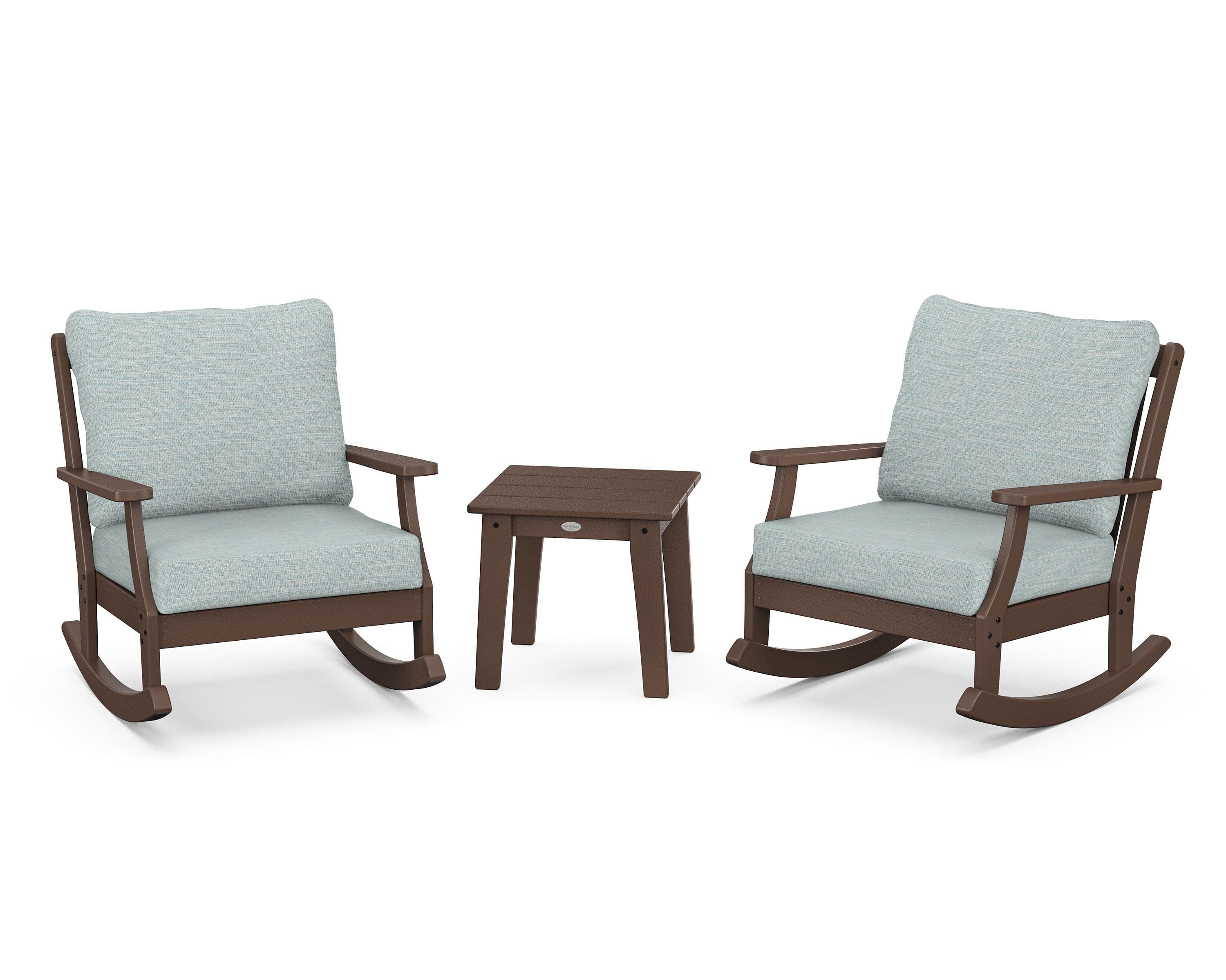 Braxton 3-Piece Deep Seating Rocker Set in Mahogany / Soothe Mist