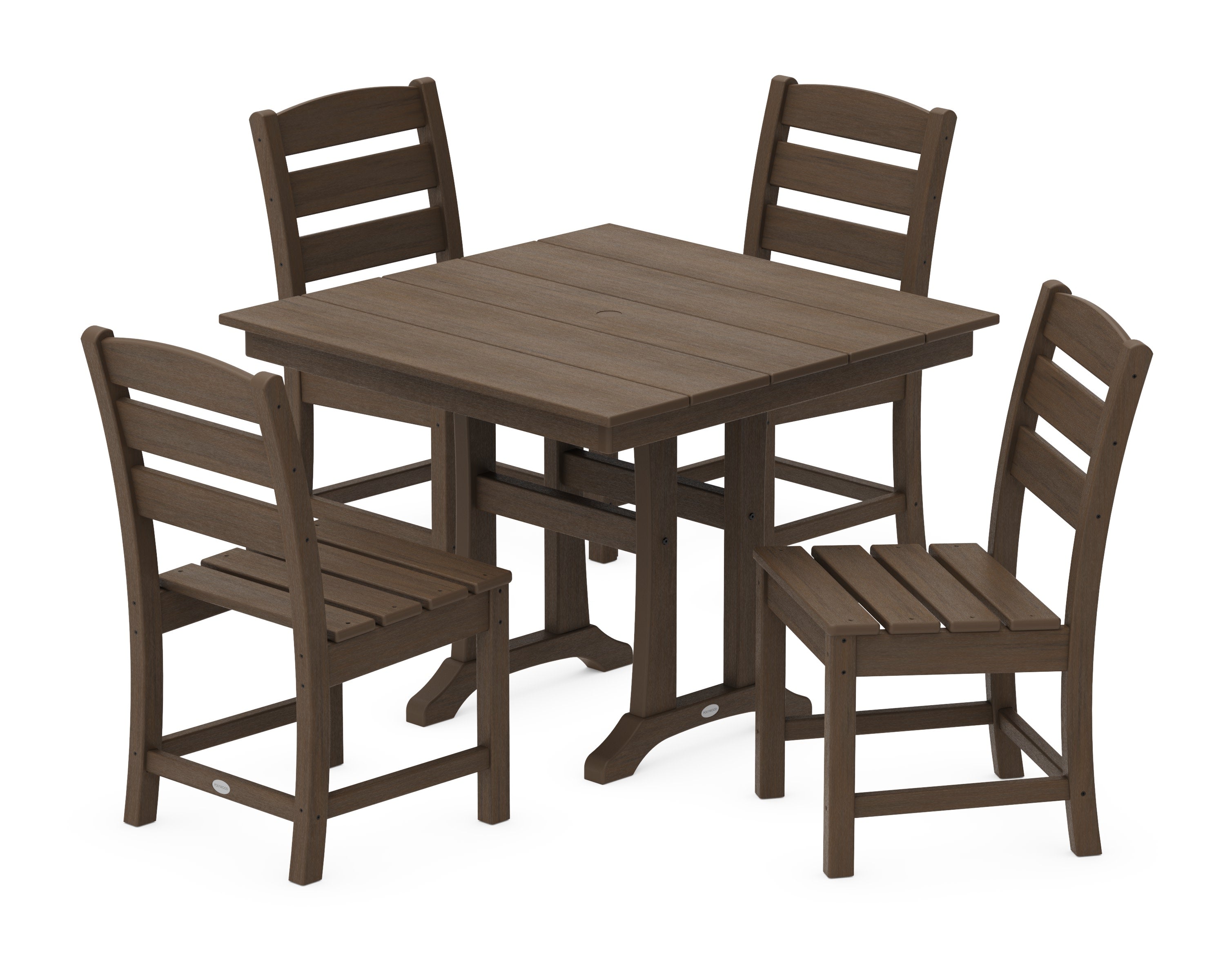 Lakeside 5-Piece Farmhouse Trestle Side Chair Dining Set in Kona
