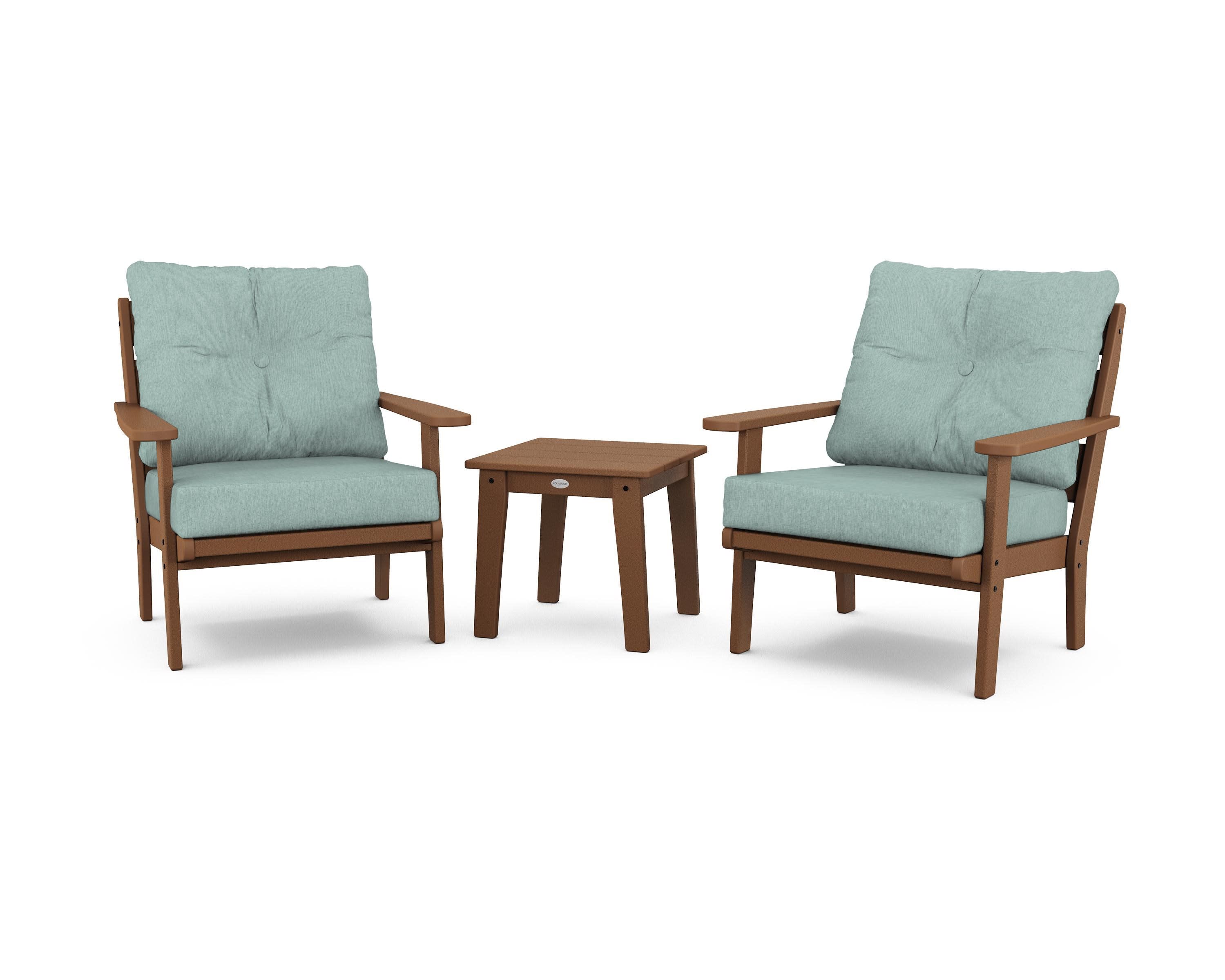 Lakeside 3-Piece Deep Seating Chair Set in Teak / Glacier Spa