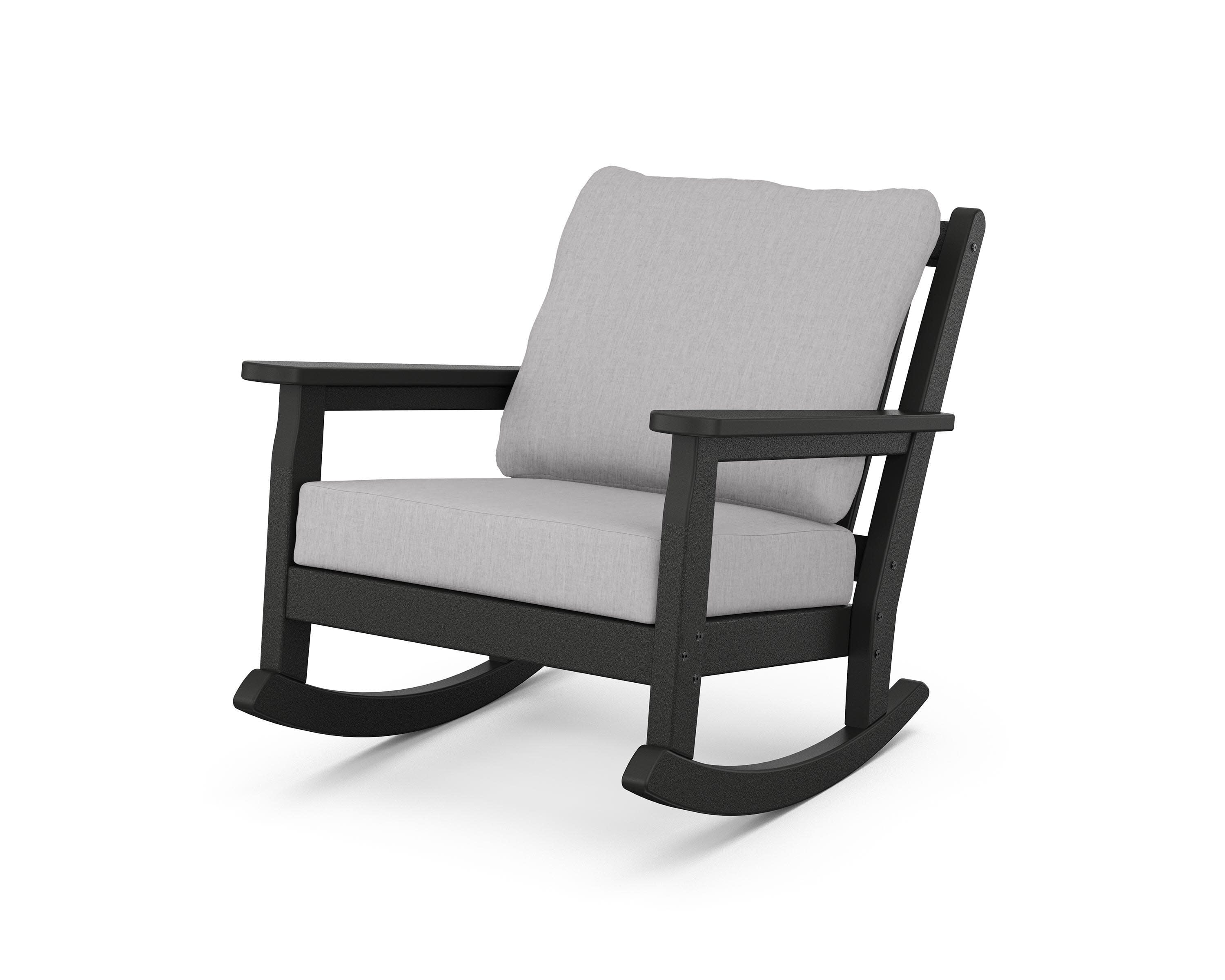 Chippendale Deep Seating Rocking Chair in Black / Granite