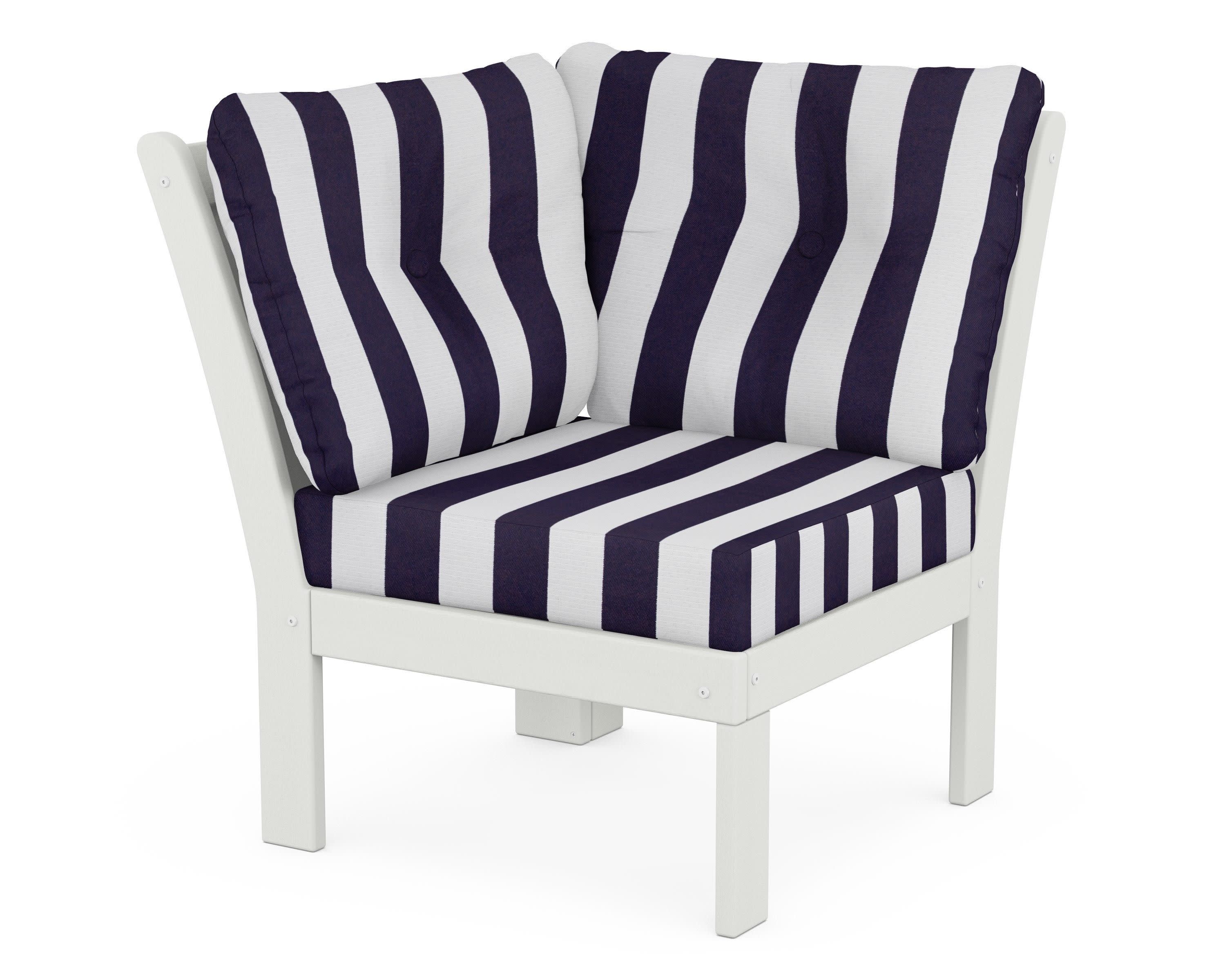 Vineyard Modular Corner Chair in Vintage White / Cabana Stripe Navy