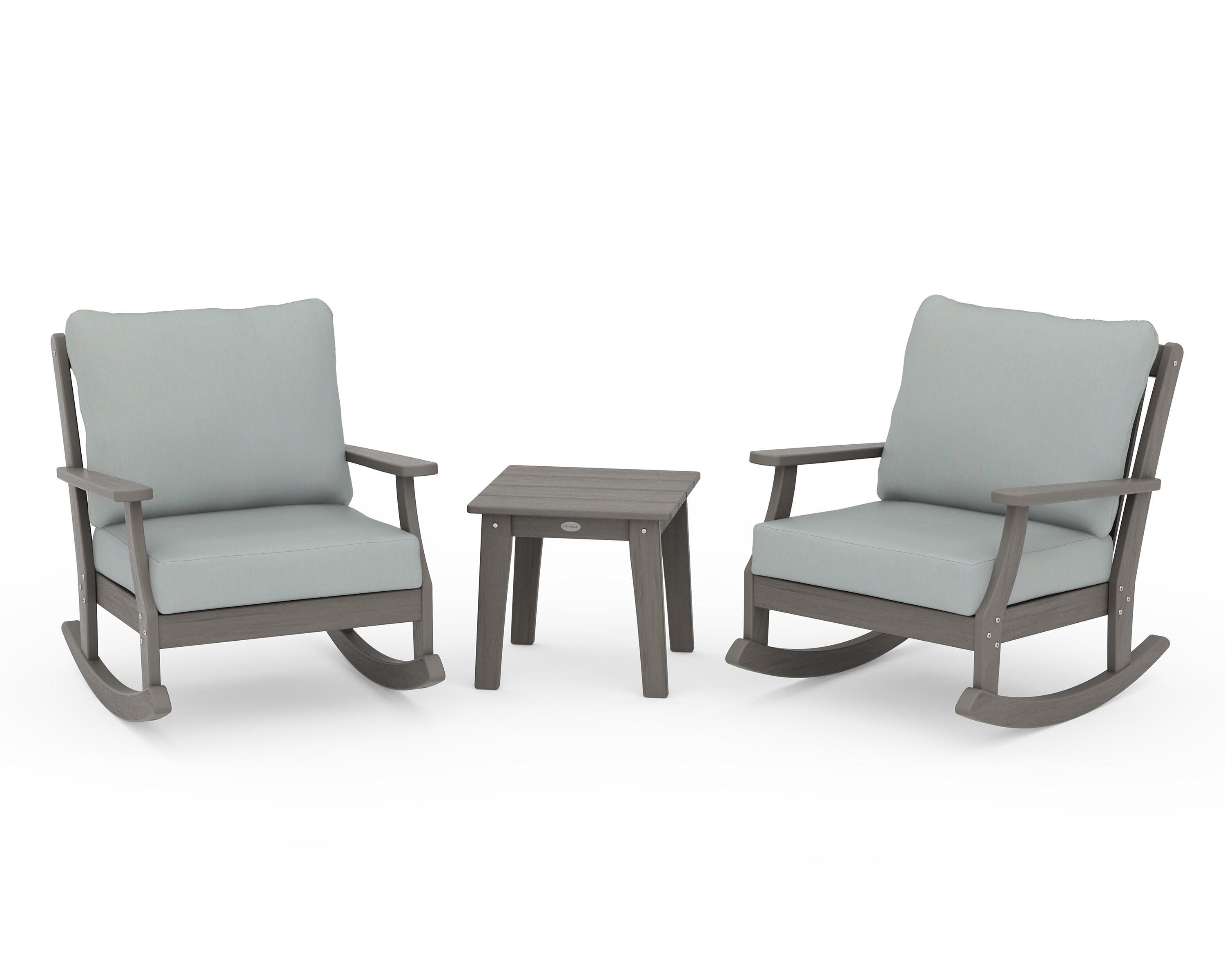 Braxton 3-Piece Deep Seating Rocker Set in Driftwood / Spa