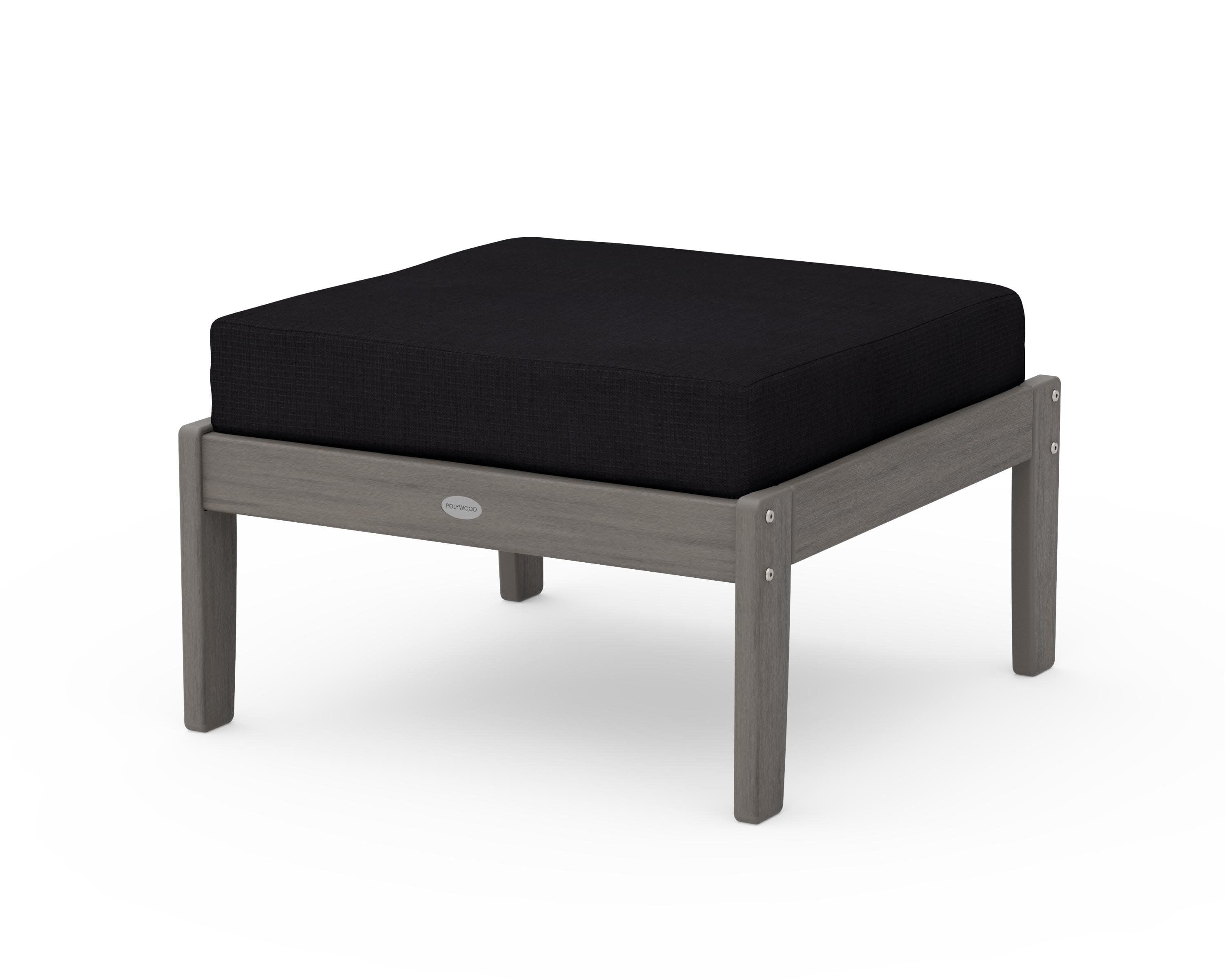Braxton Deep Seating Ottoman in Driftwood / Midnight Linen