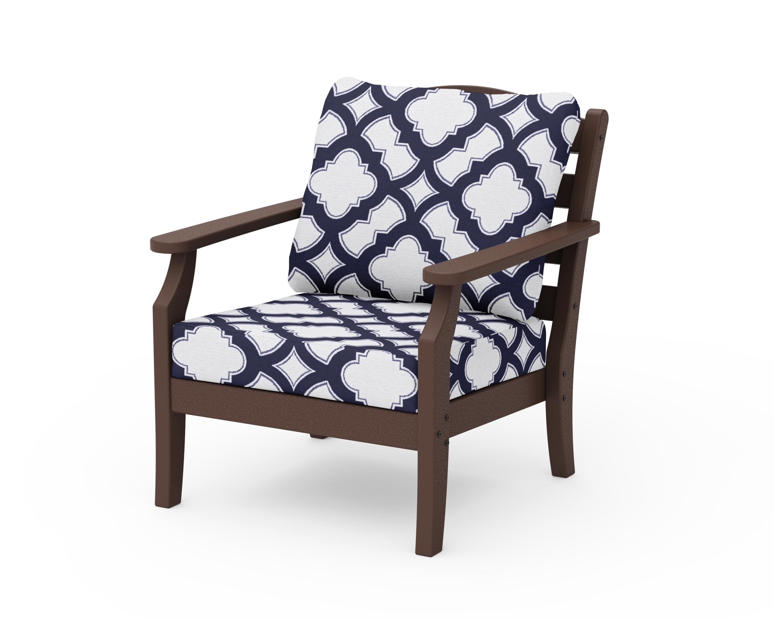Savannah Deep Seating Chair in Mahogany / Trellis Navy