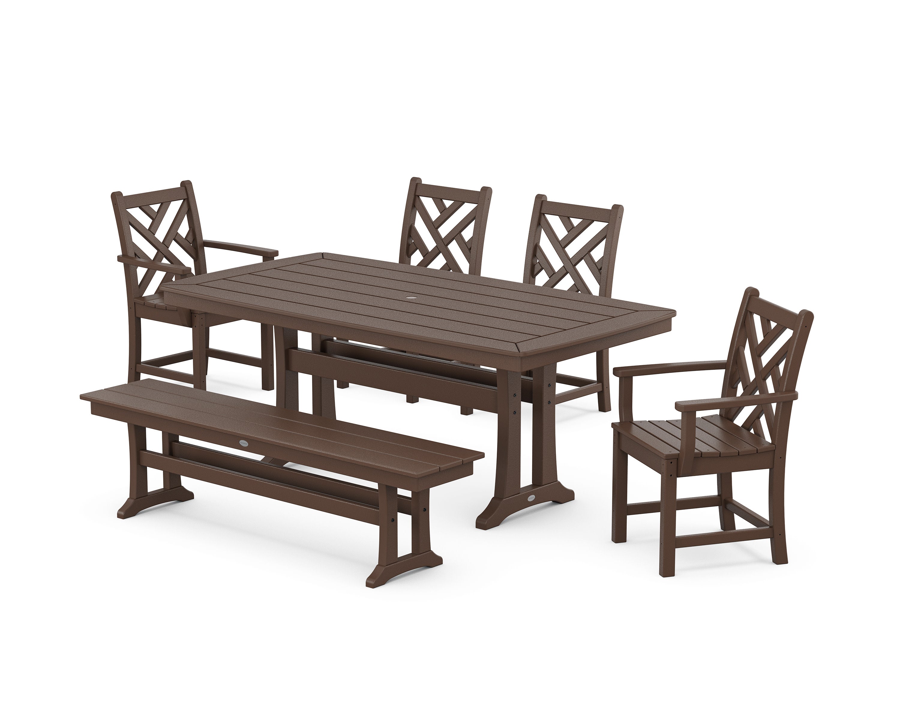 Chippendale 6-Piece Dining Set with Trestle Legs in Mahogany