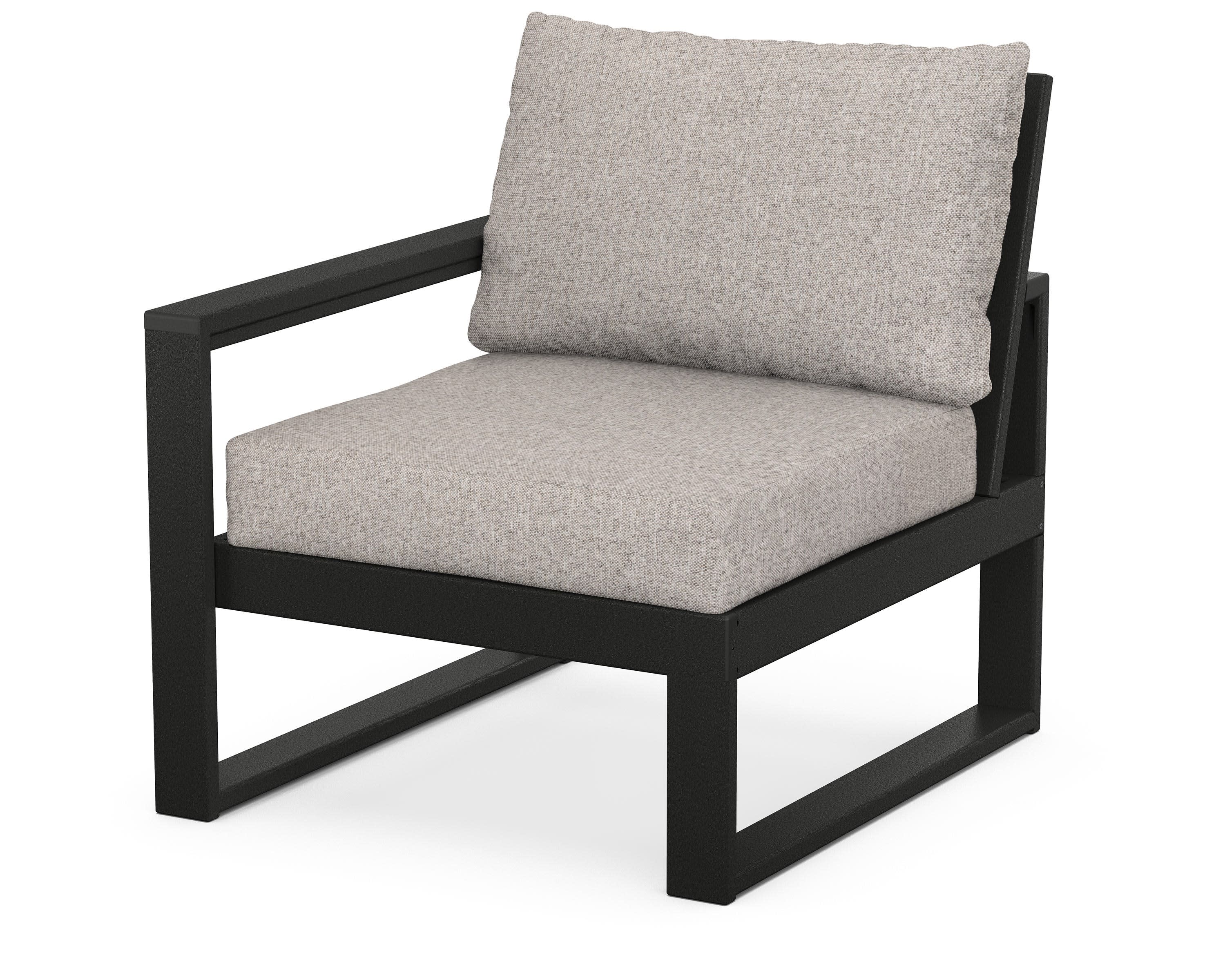 EDGE Modular Left Arm Chair in Black / Weathered Tweed