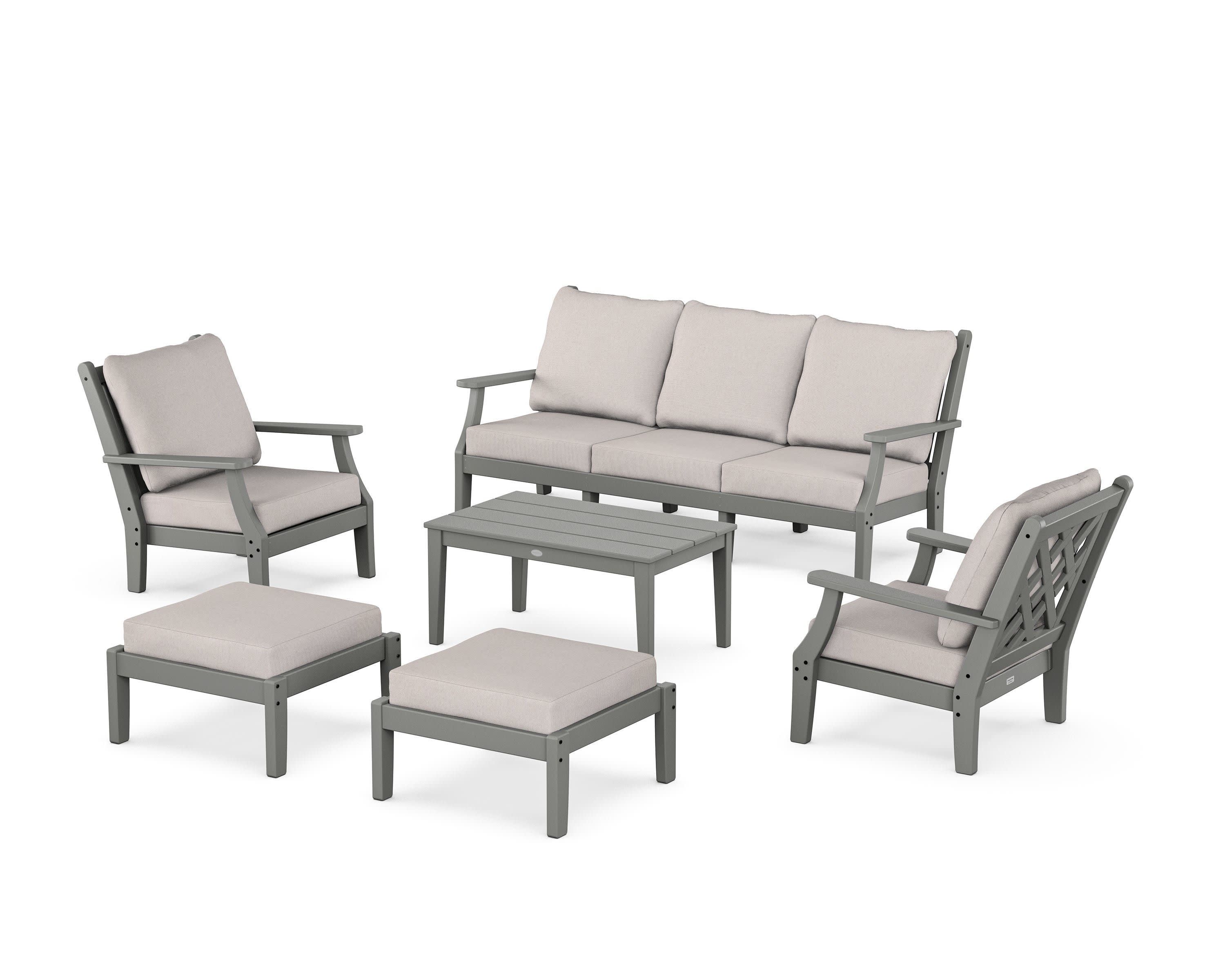 Wovendale 6-Piece Lounge Sofa Set in Slate Grey / Dune Burlap