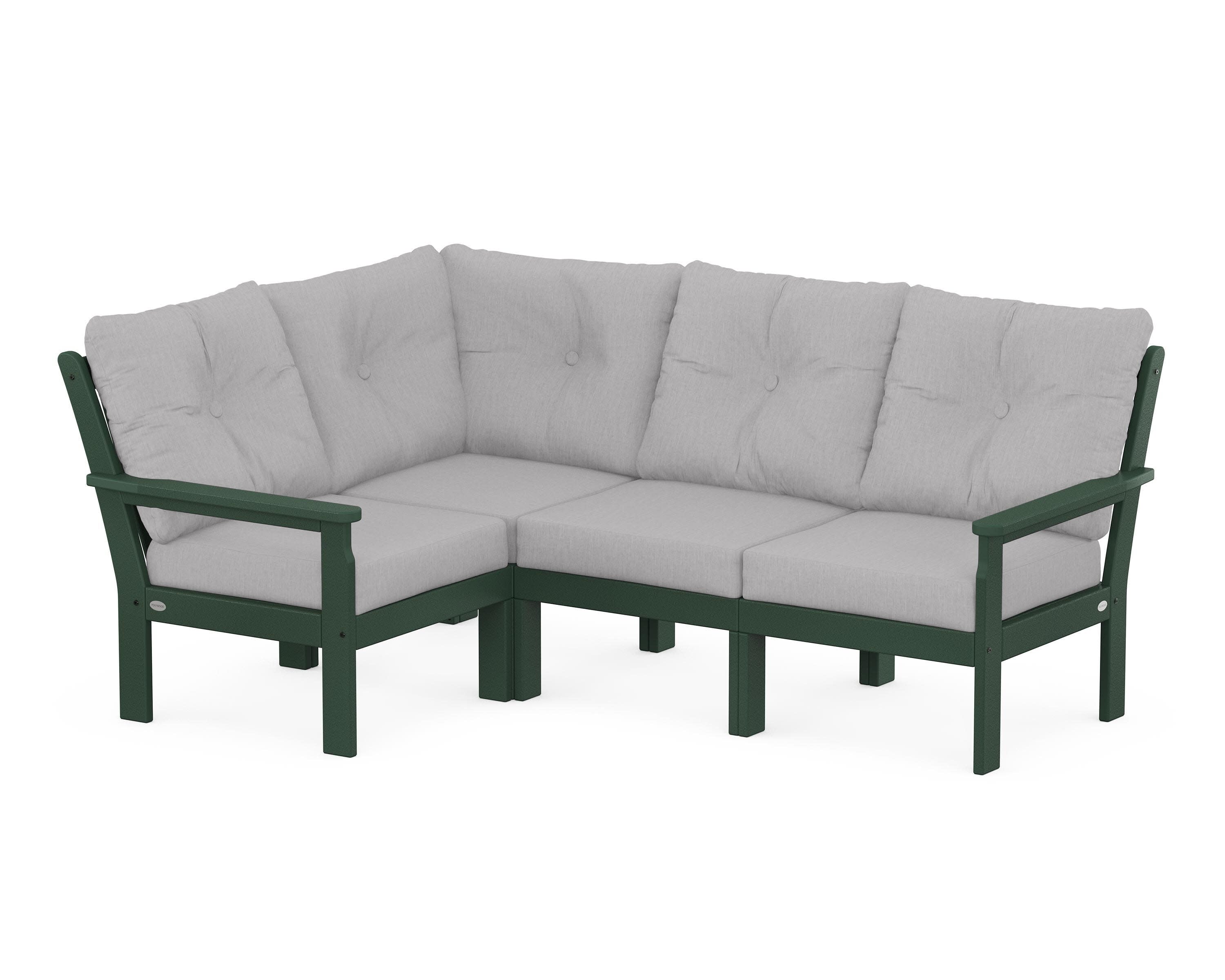 Vineyard 4-Piece Sectional in Green / Granite