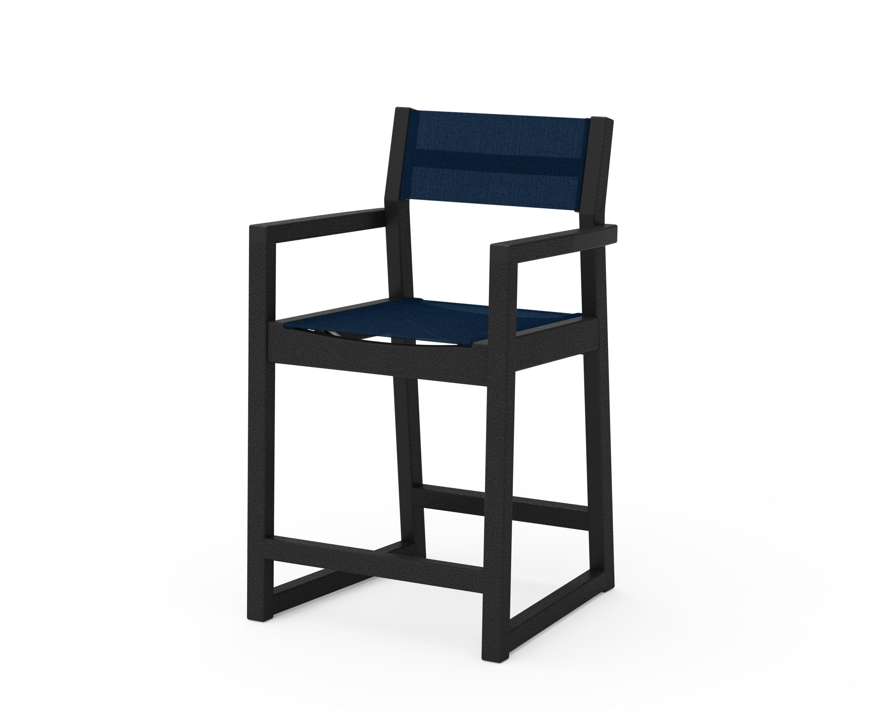 EDGE Sling Counter Arm Chair in Black / Navy Blue Sling