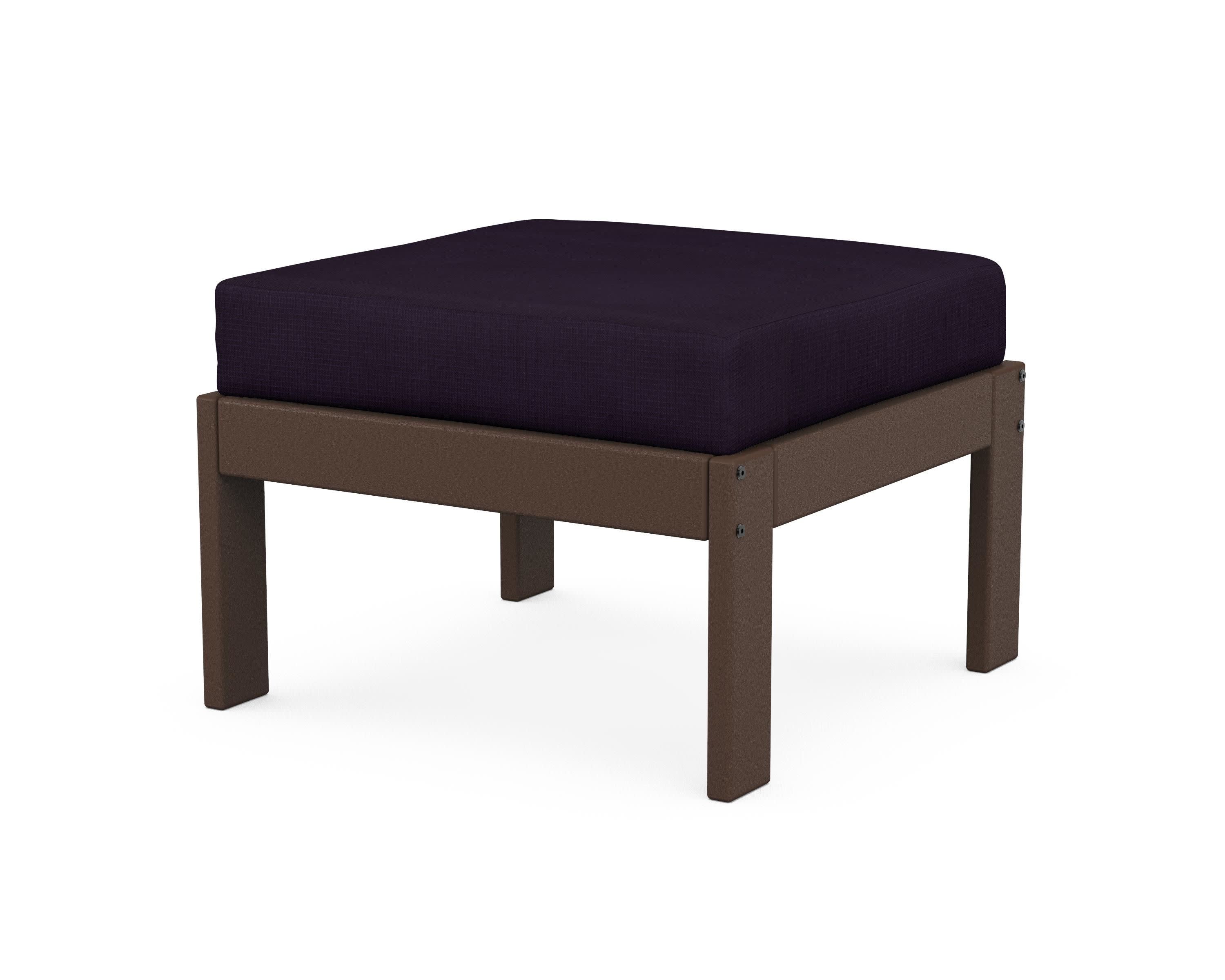 Vineyard Modular Ottoman in Mahogany / Navy Linen