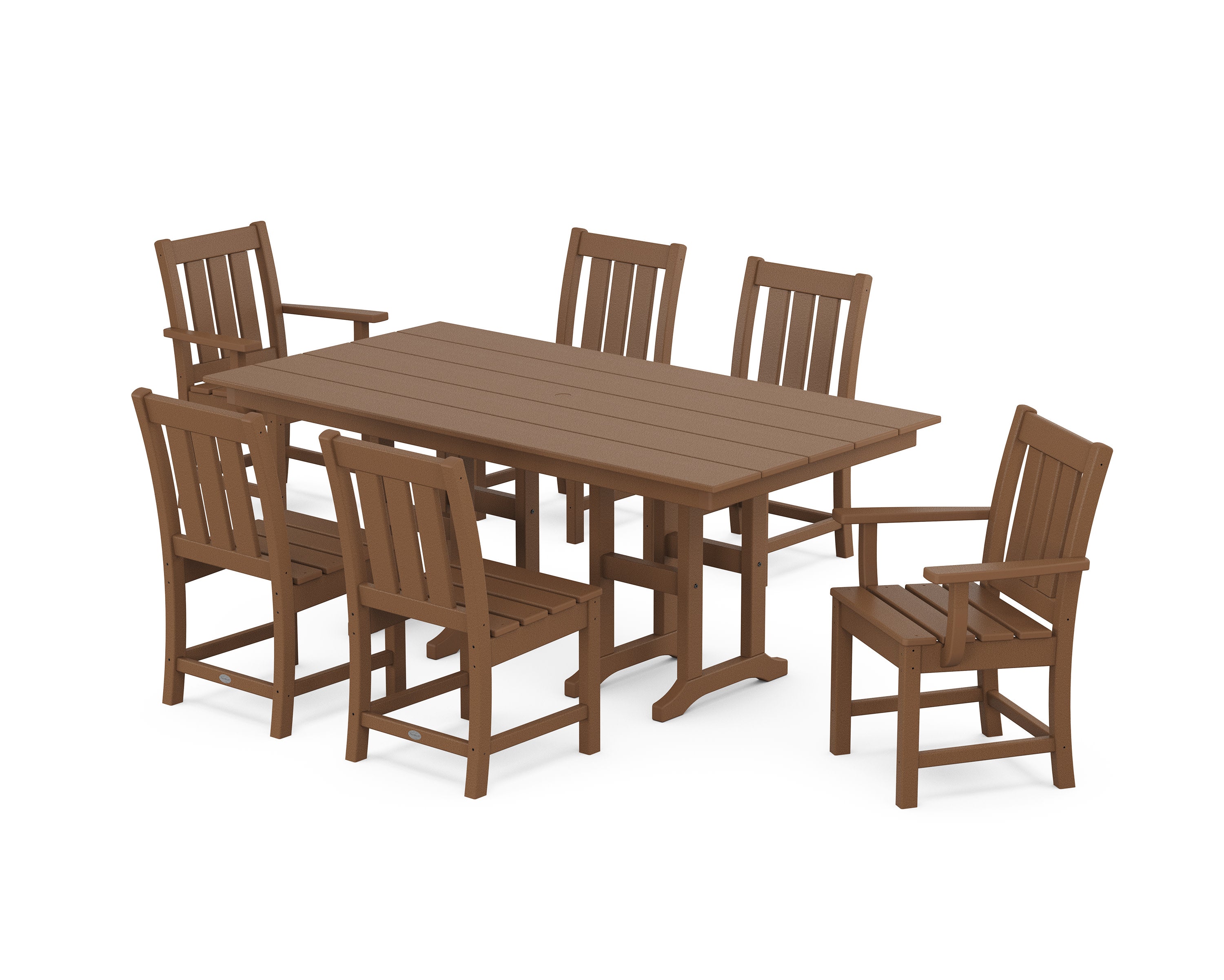 Oxford 7-Piece Farmhouse Dining Set in Teak