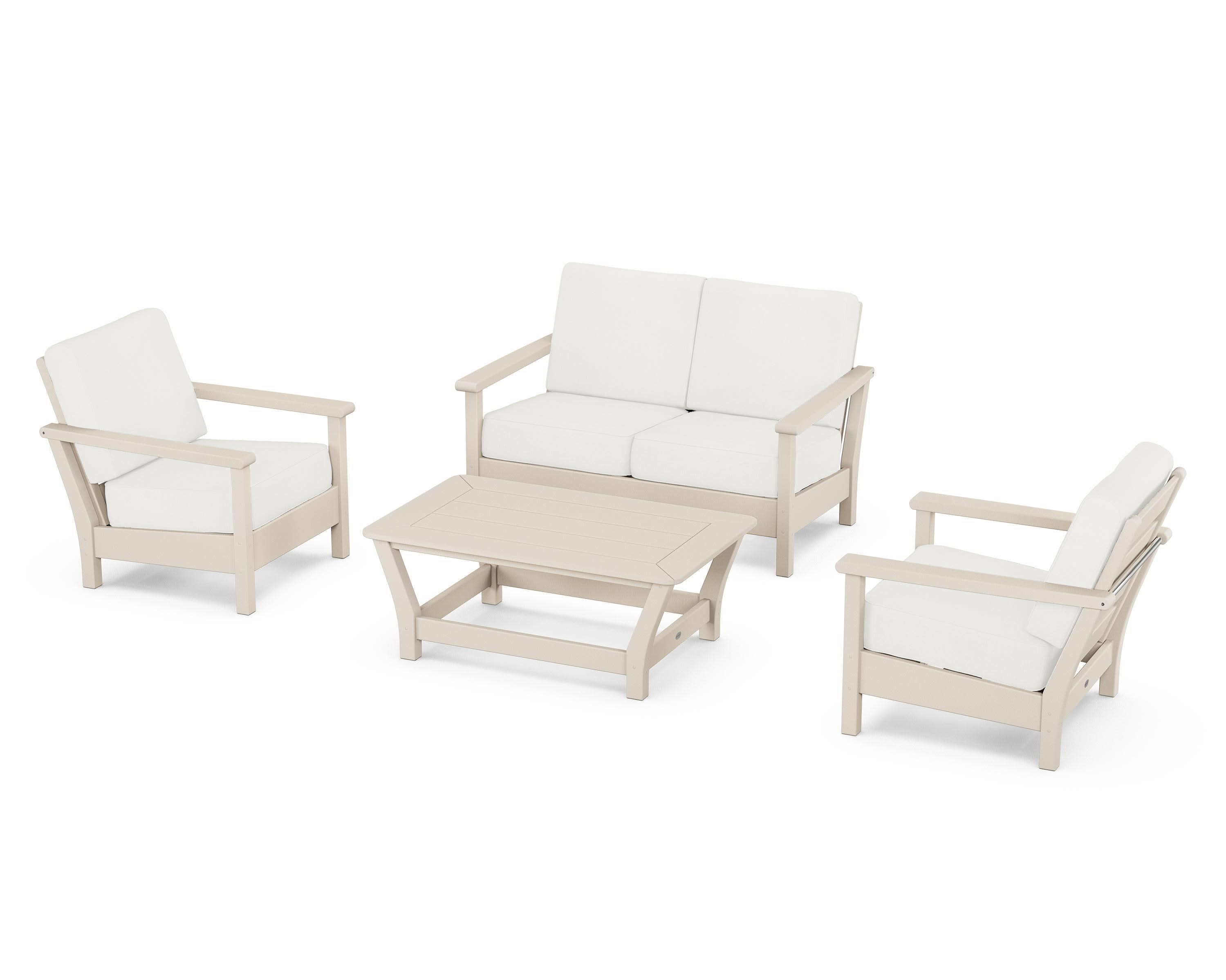 Harbour 4-Piece Deep Seating Set in Sand / Natural Linen