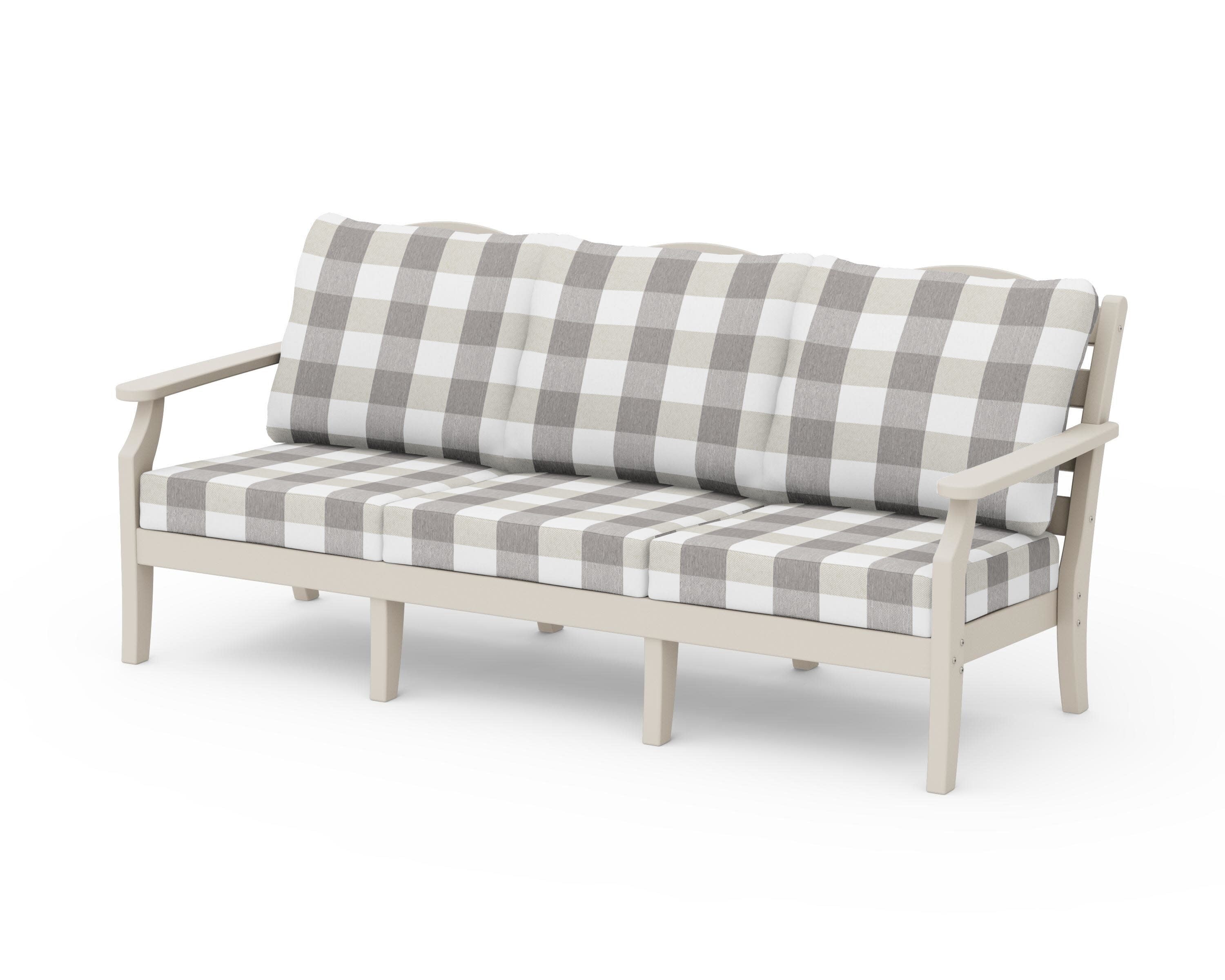Savannah Deep Seating Sofa in Sand / Buffalo Plaid Grey Mist