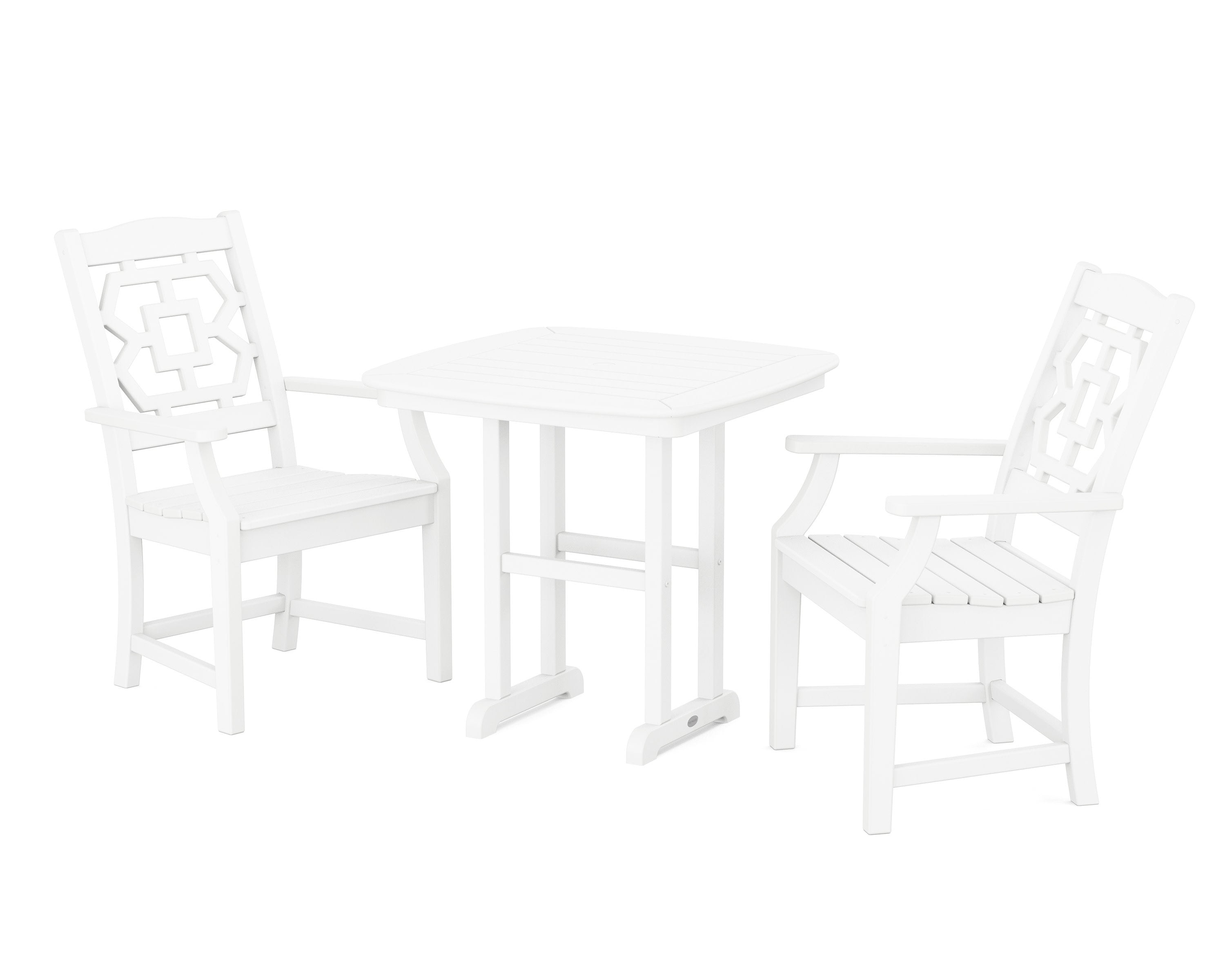 Chinoiserie 3-Piece Dining Set in White