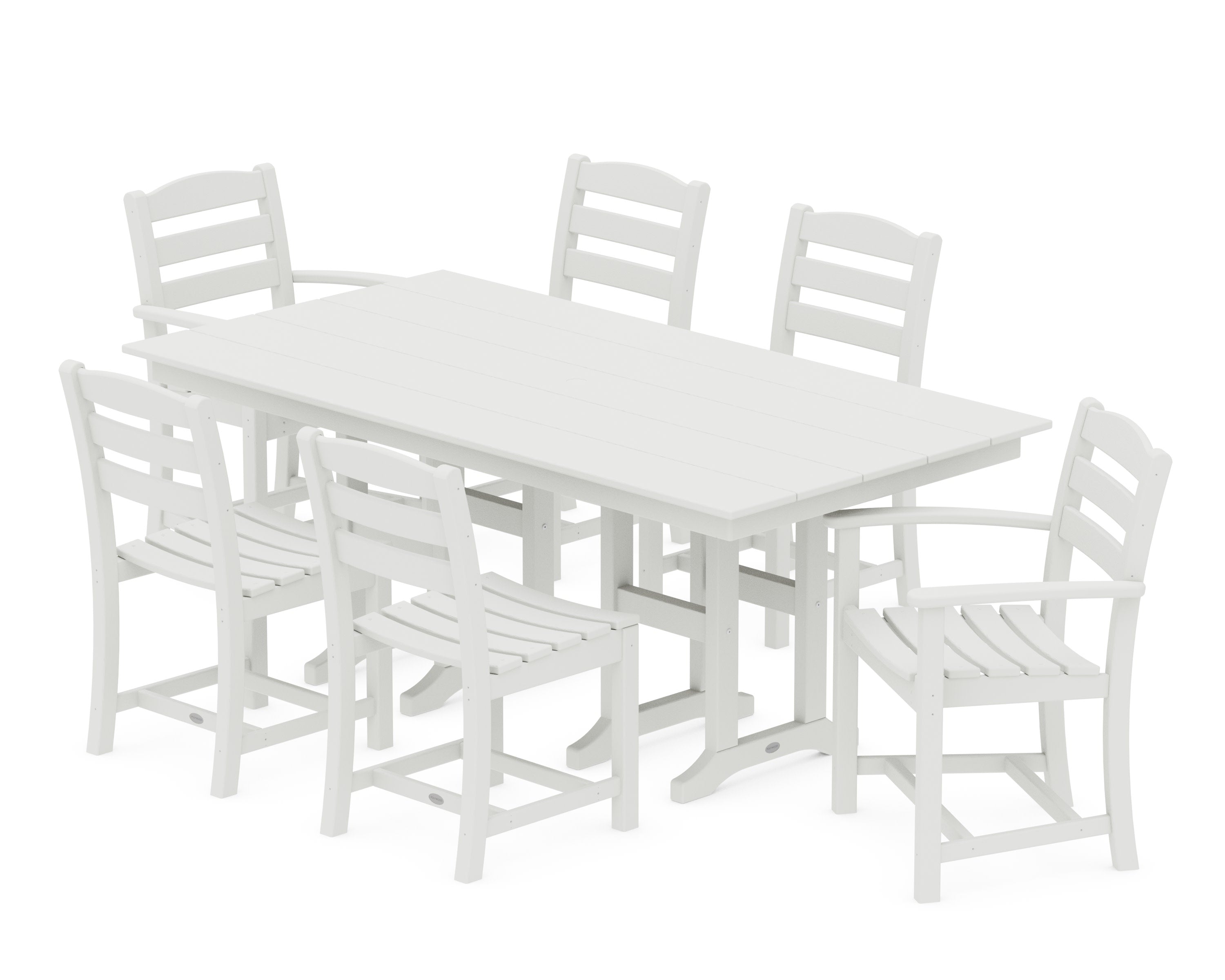 La Casa Caf 7-Piece Farmhouse Dining Set in Vintage White
