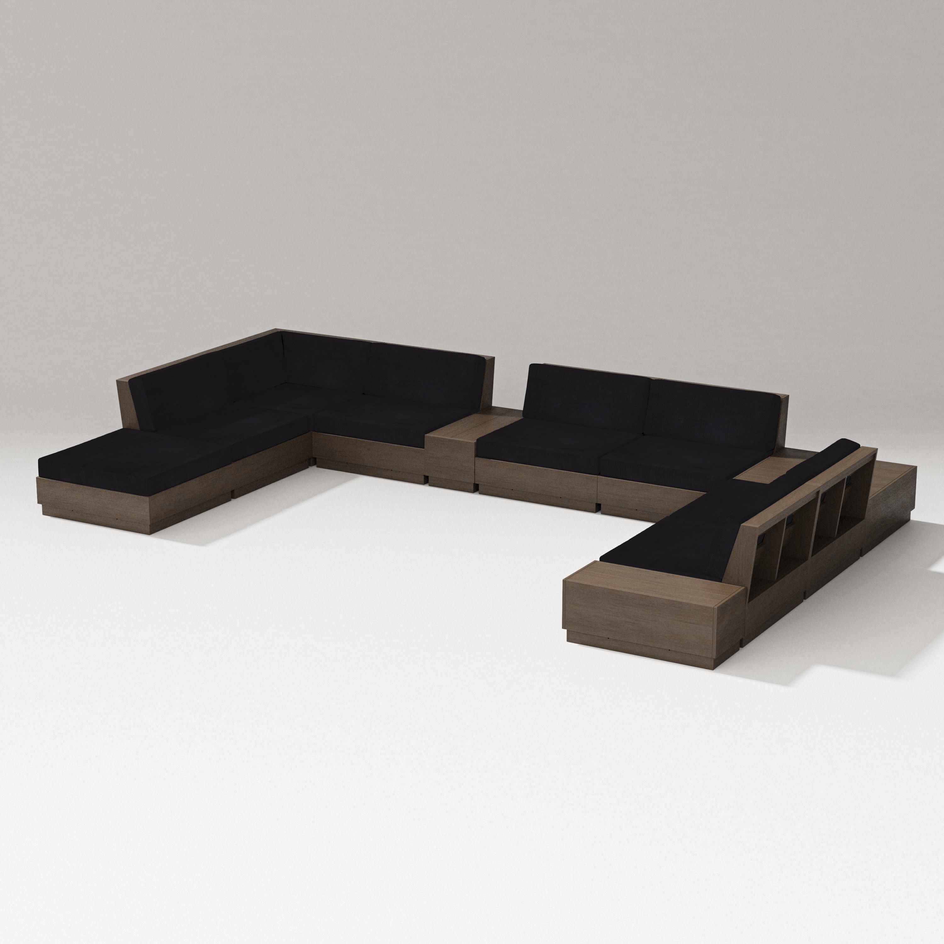 Elevate 11-Piece Conversation Sectional Set in Kona / Midnight Linen