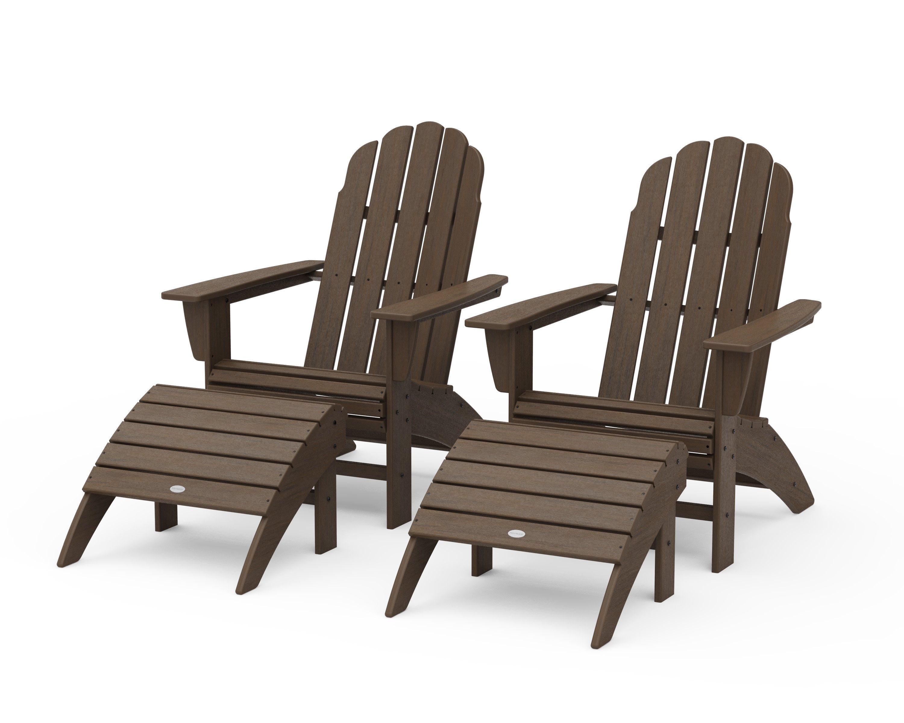 Vineyard Curveback Adirondack Chair 4-Piece Set with Ottomans in Kona