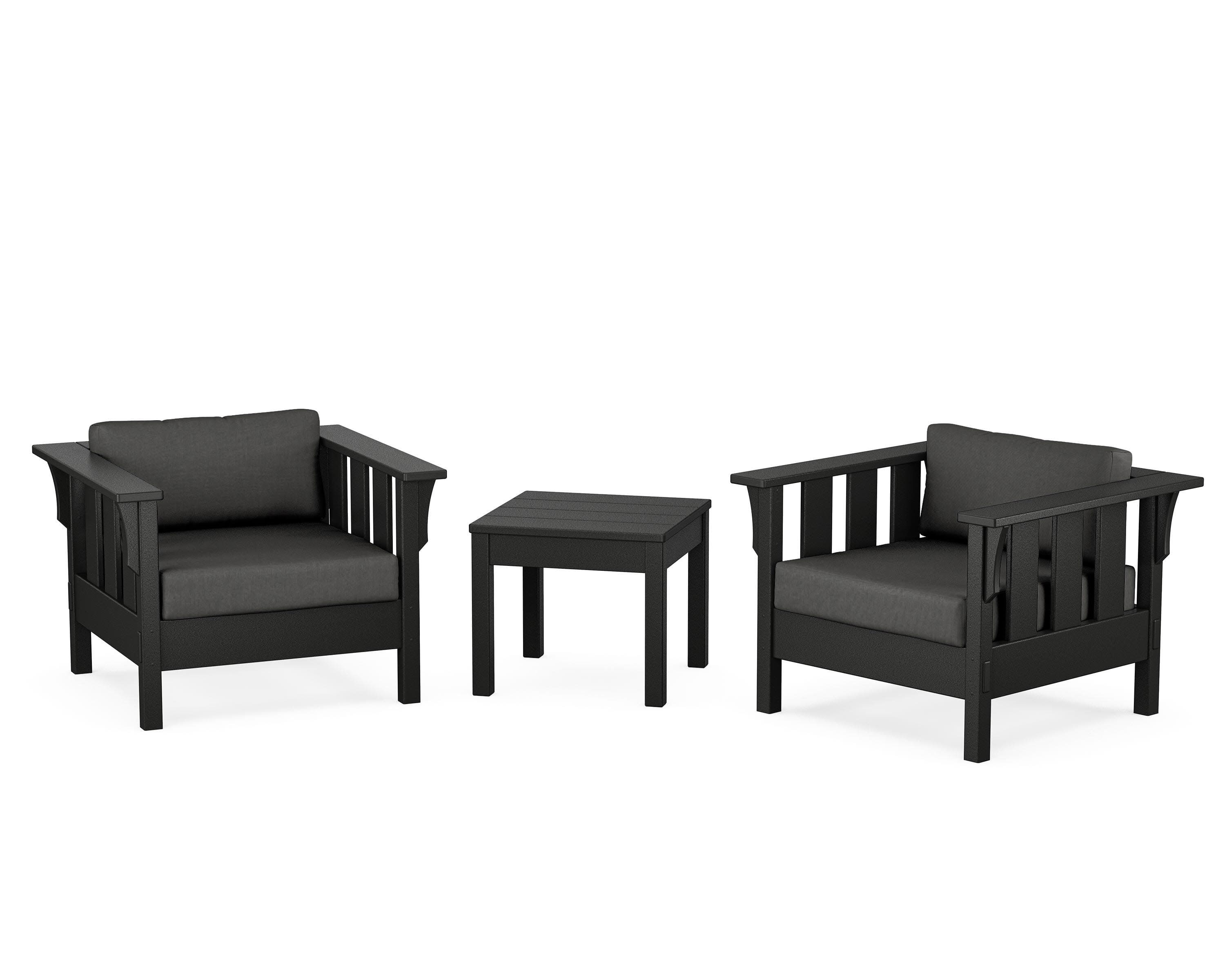 Acadia 3-Piece Deep Seating Set in Black / Spectrum Carbon