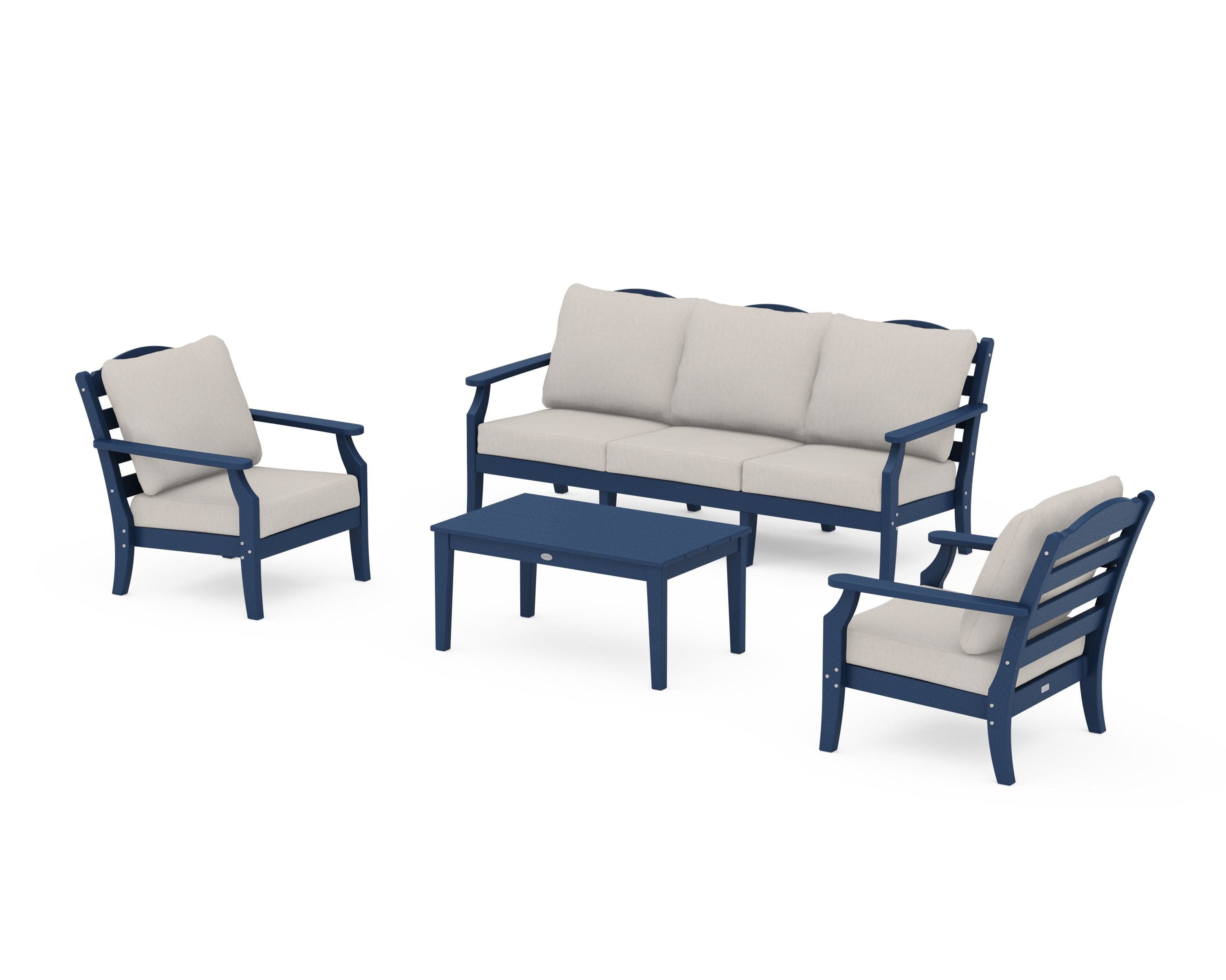 Savannah 4-Piece Deep Seating Set with Sofa in Navy / Cast Ash