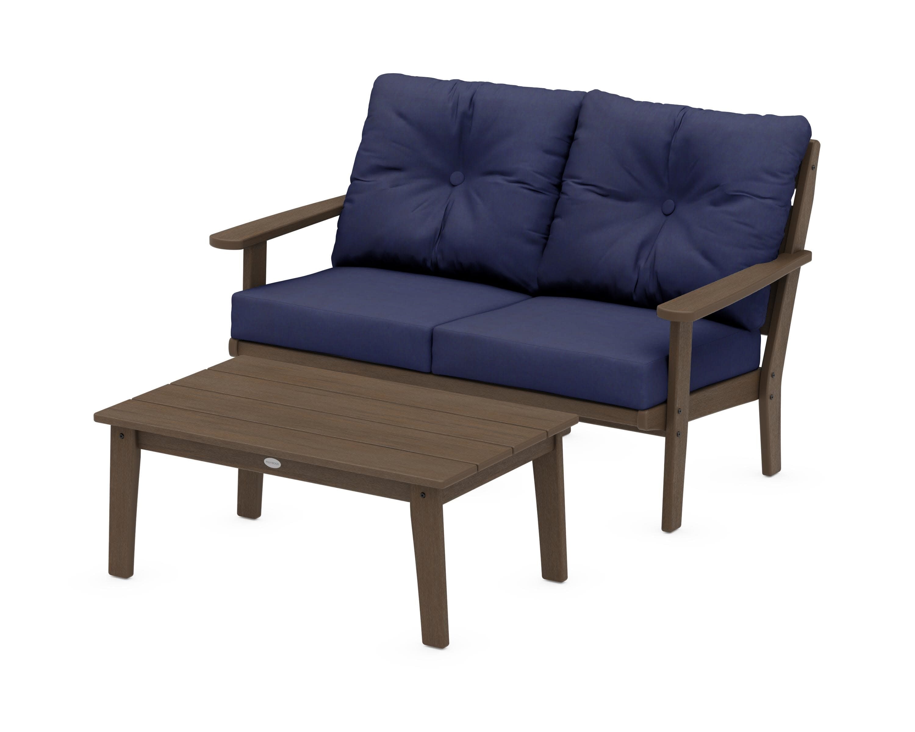 Lakeside 2-Piece Lounge Loveseat Set in Kona / Navy
