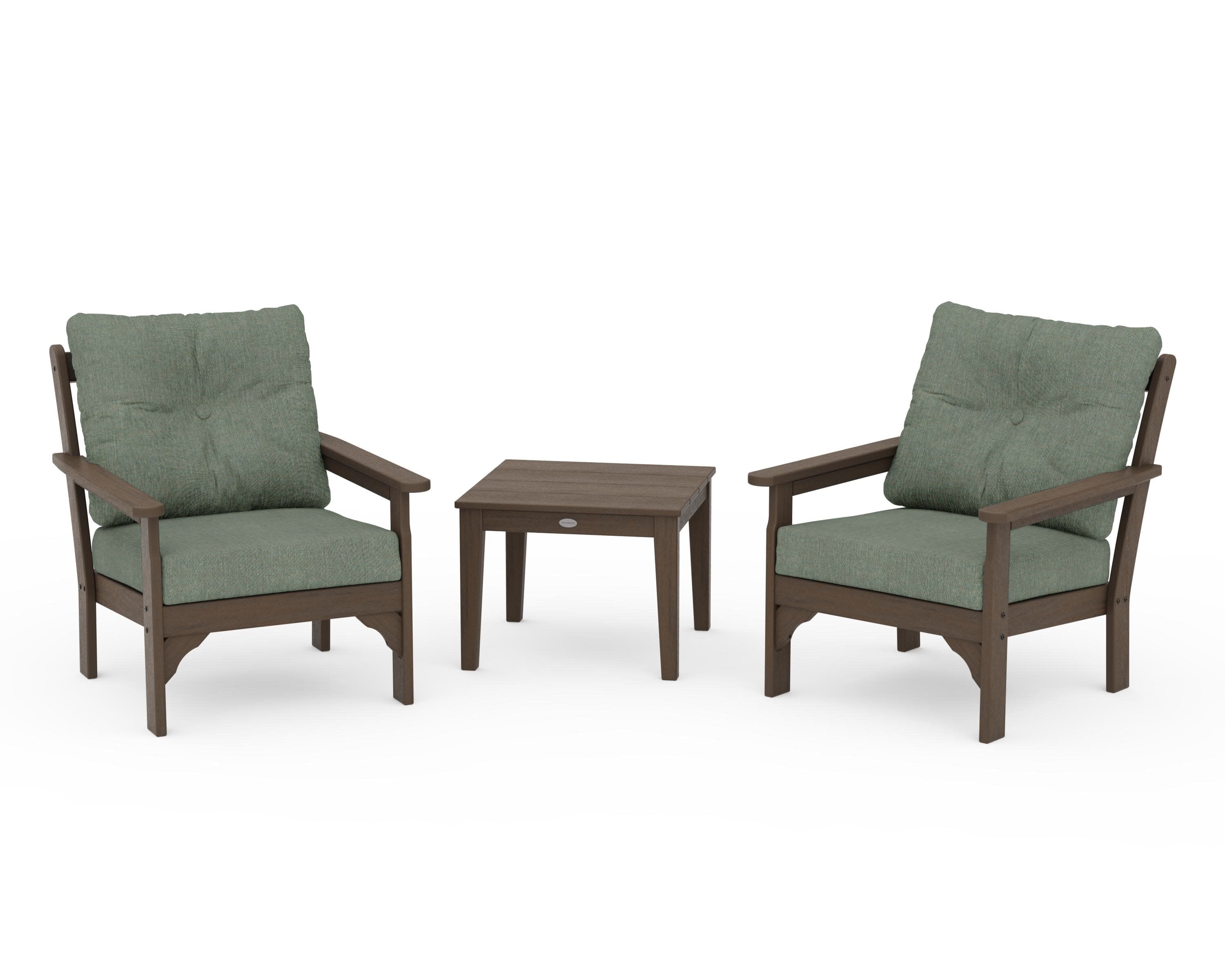 Vineyard 3-Piece Deep Seating Set in Kona / Cast Sage