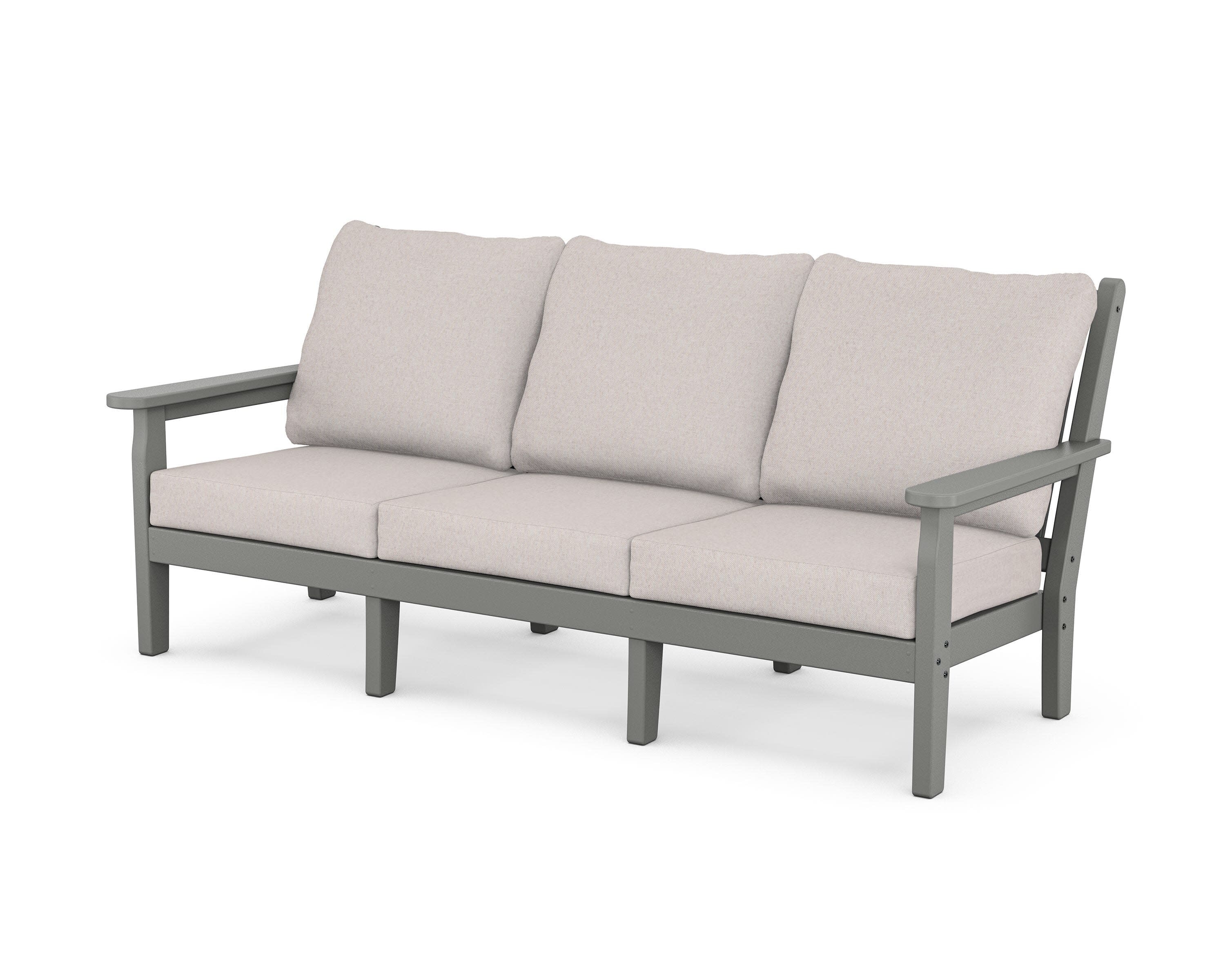Chippendale Deep Seating Sofa in Slate Grey / Dune Burlap