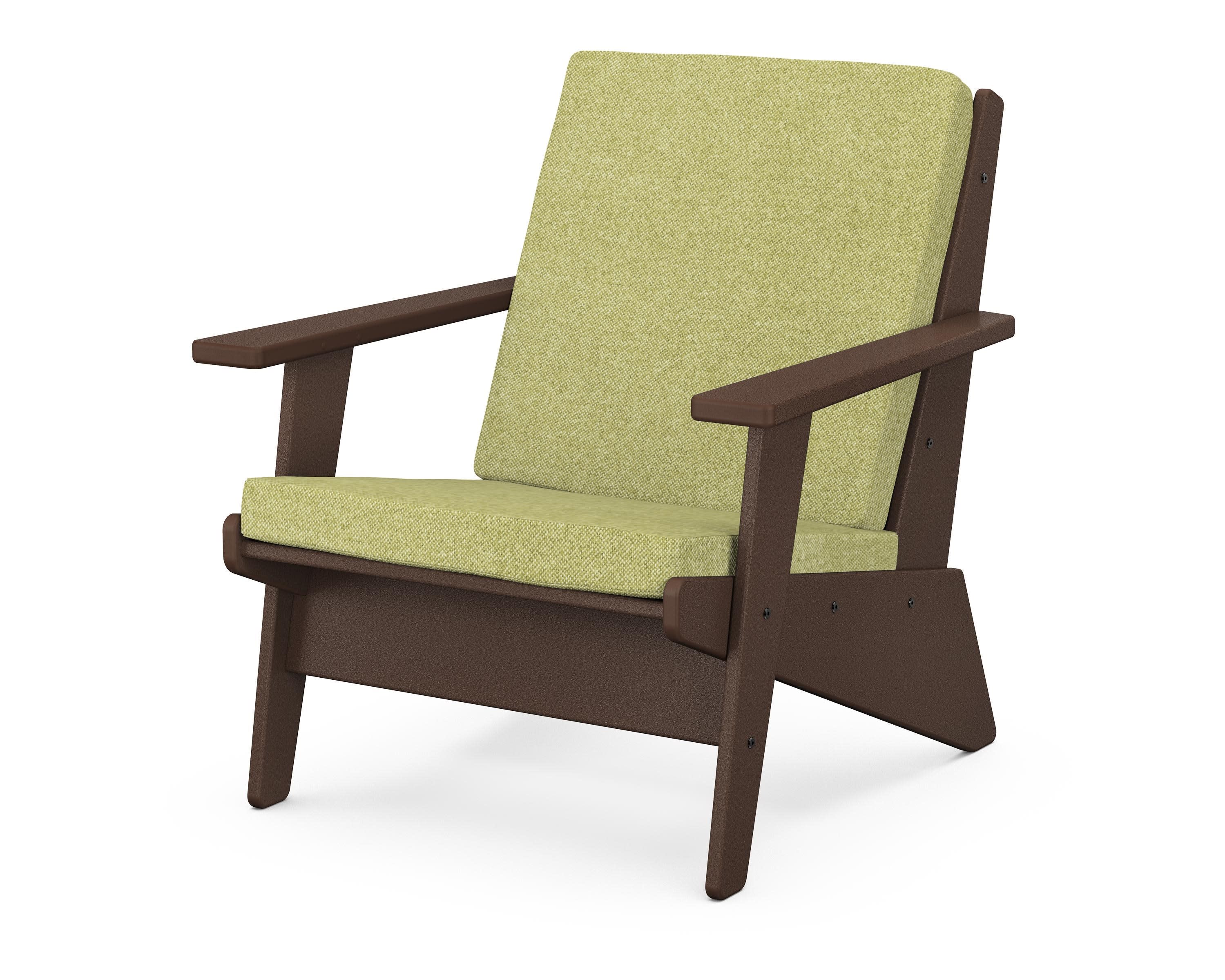 Riviera Modern Lounge Chair in Mahogany / Chartreuse Boucle