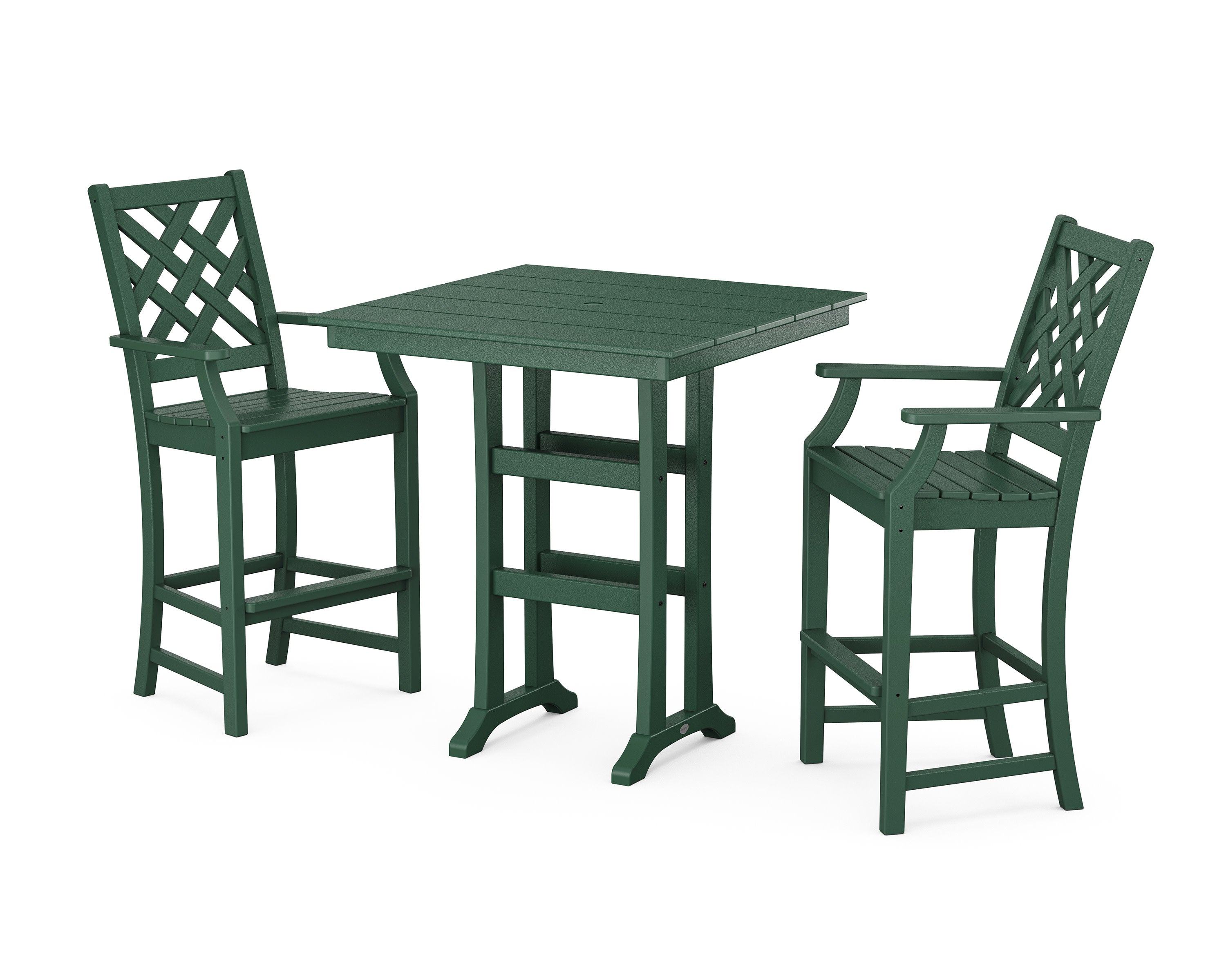 Wovendale 3-Piece Farmhouse Bar Set with Trestle Legs in Green